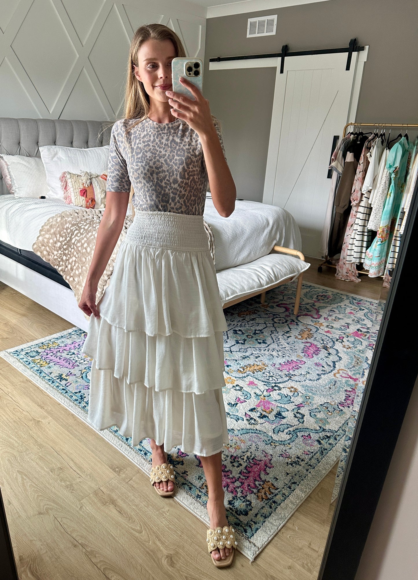The Vera Ruffle Maxi Skirt in Cream