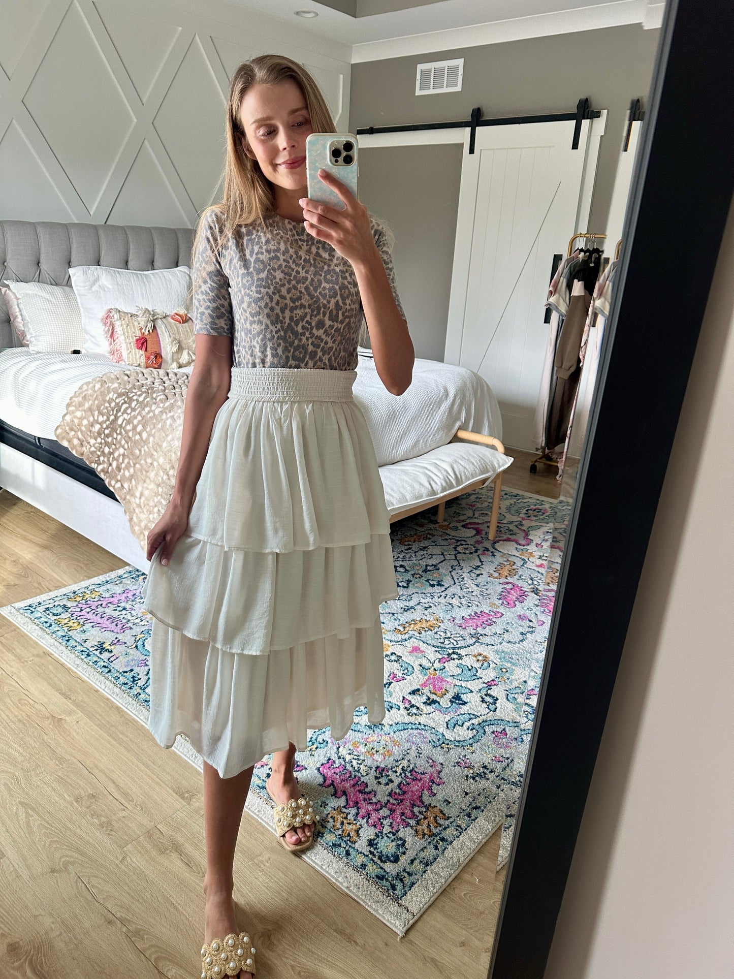 The Vera Ruffle Maxi Skirt in Cream