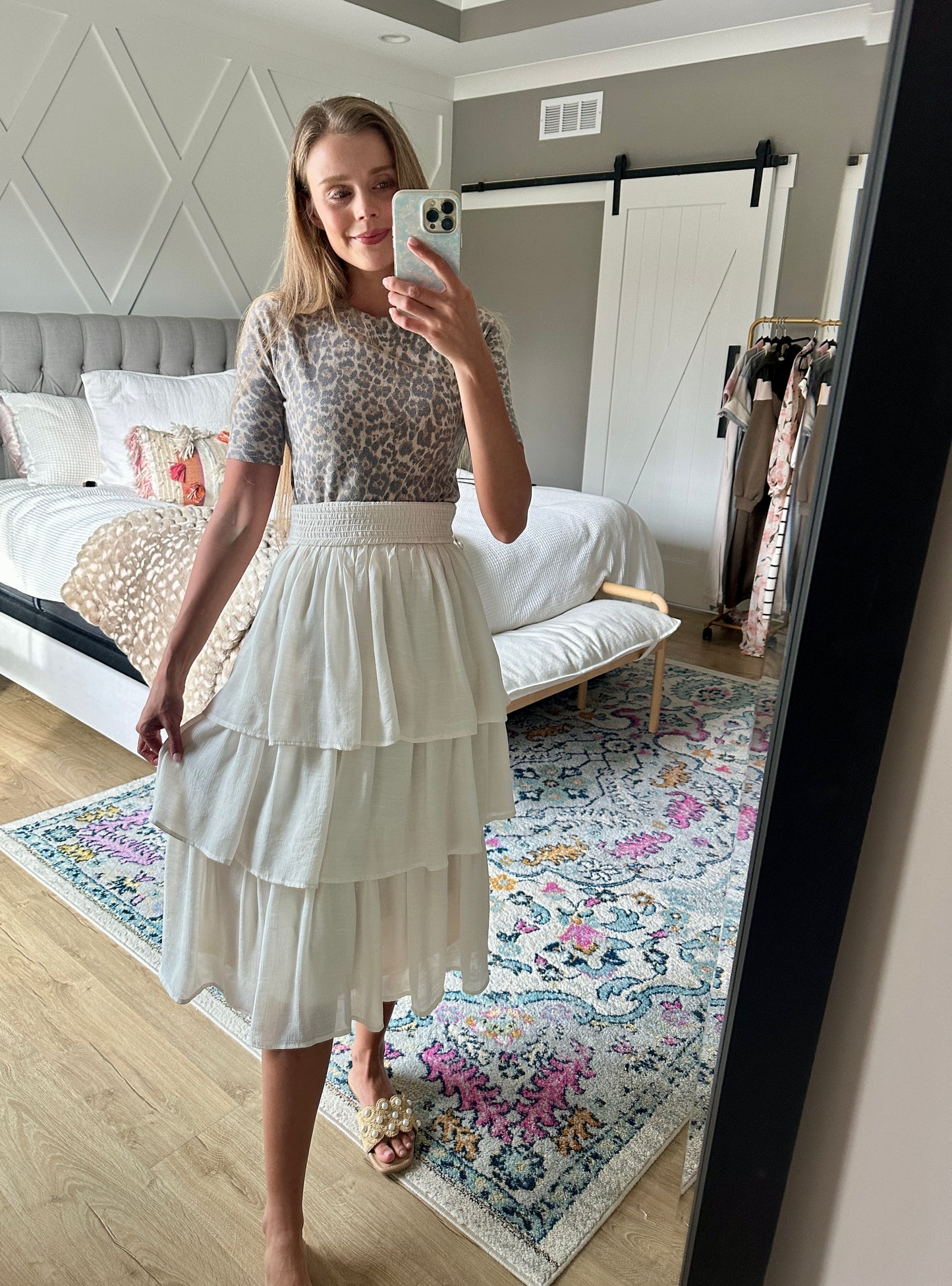 The Vera Ruffle Maxi Skirt in Cream