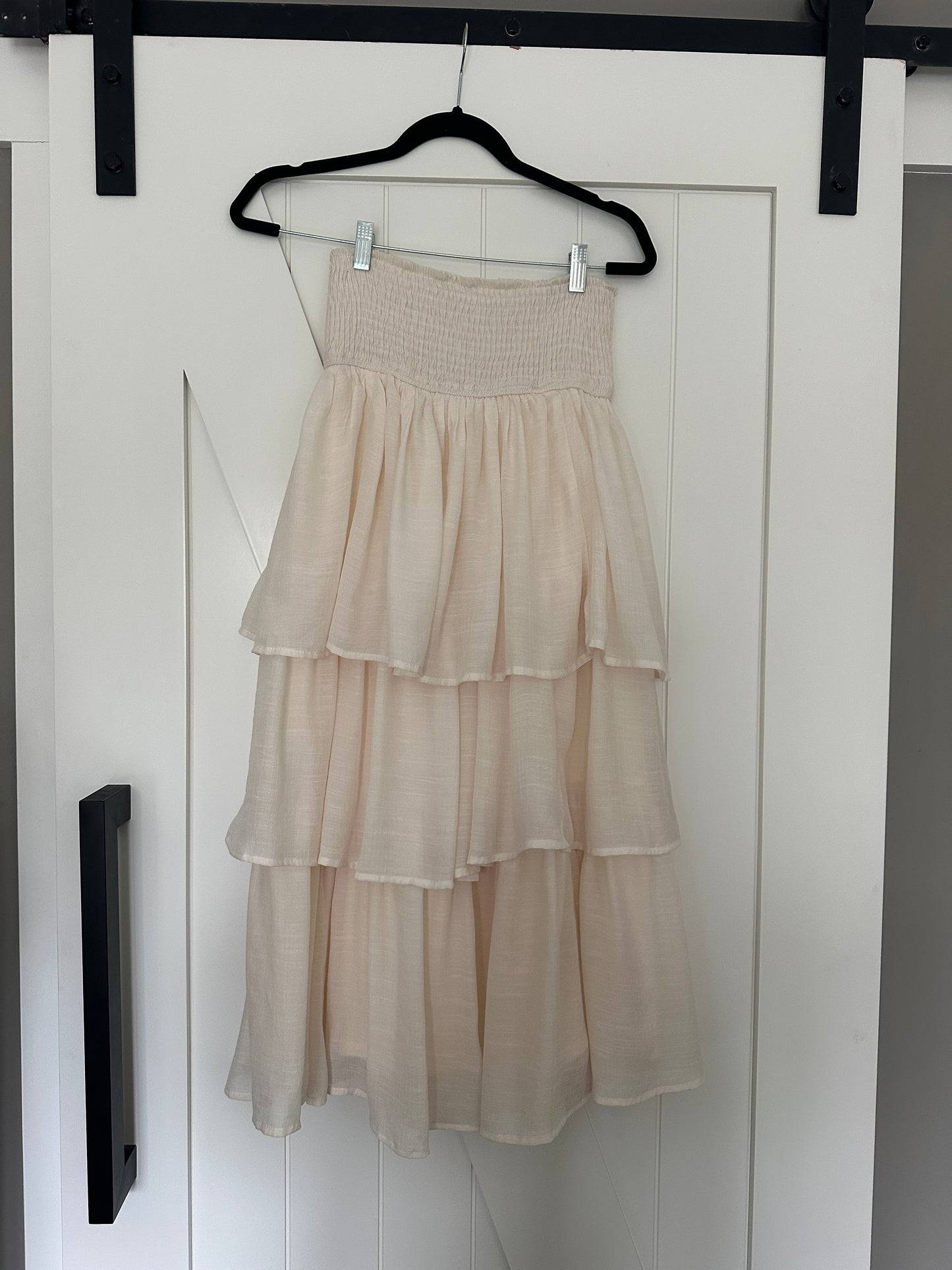 The Vera Ruffle Maxi Skirt in Cream