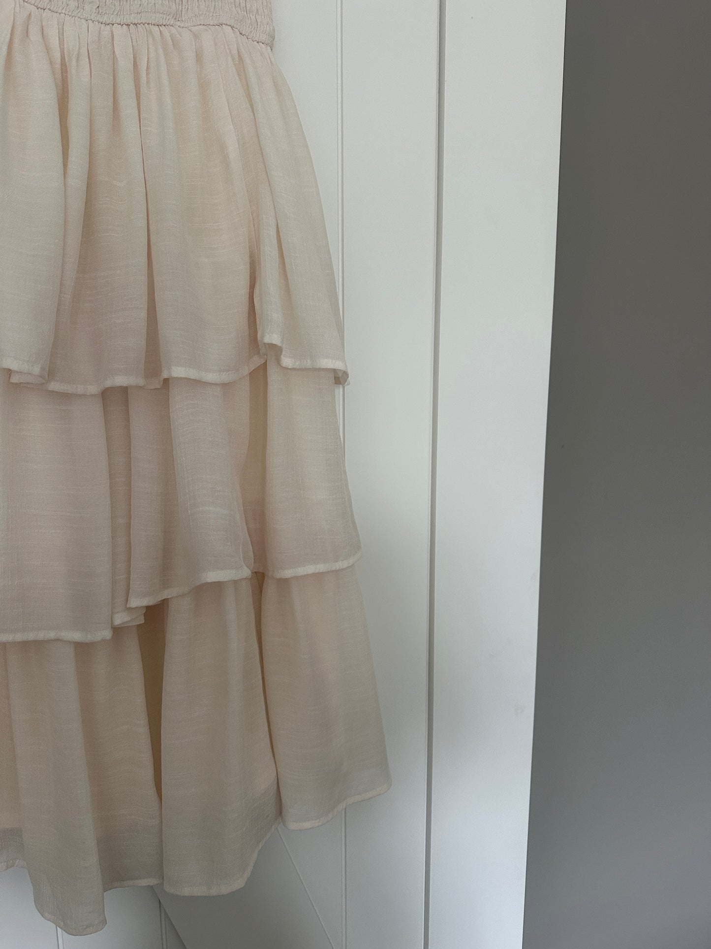 The Vera Ruffle Maxi Skirt in Cream