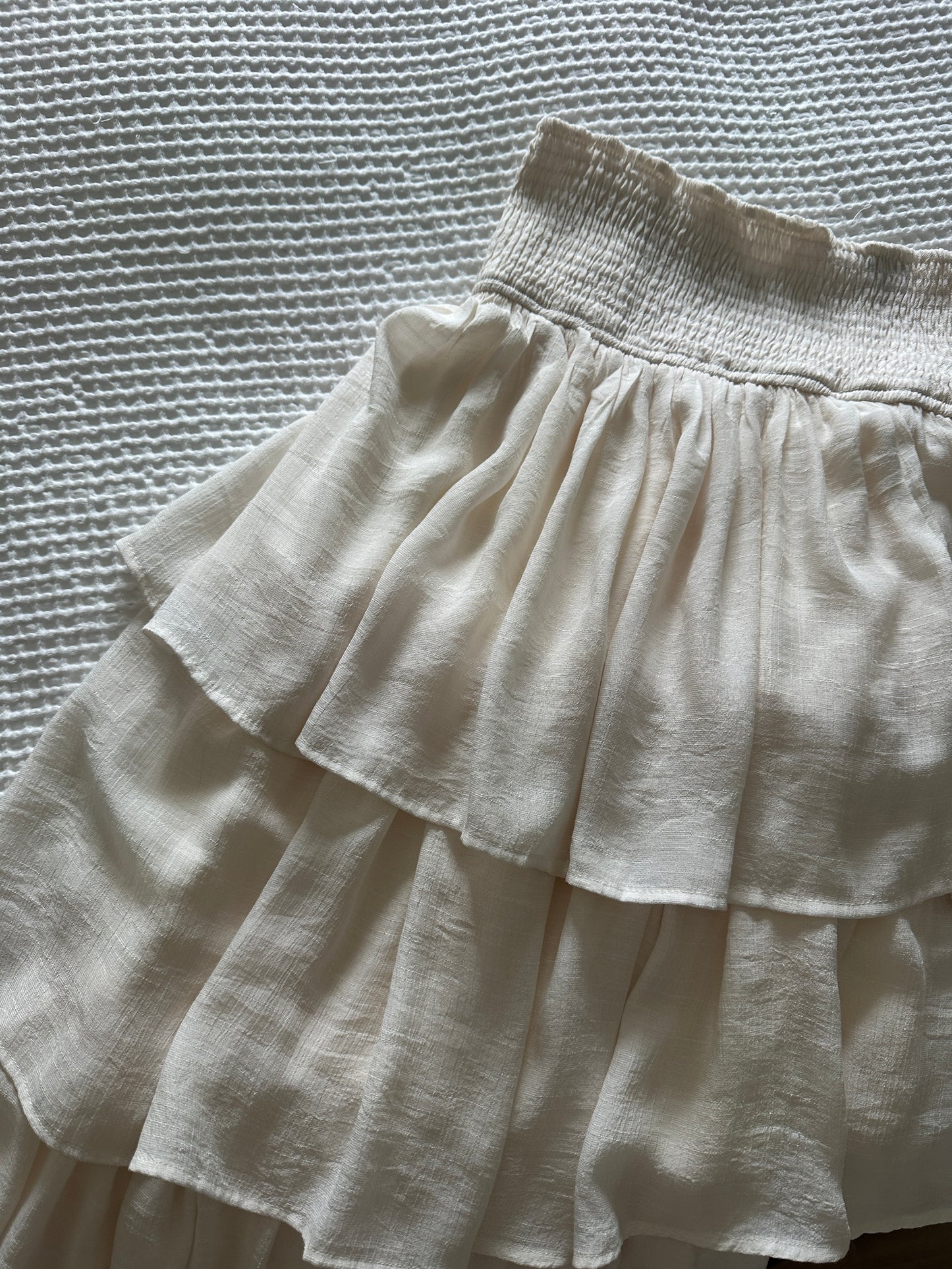 The Vera Ruffle Maxi Skirt in Cream