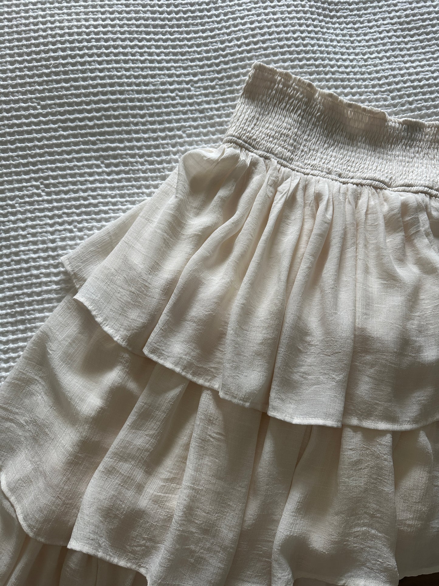 The Vera Ruffle Maxi Skirt in Cream