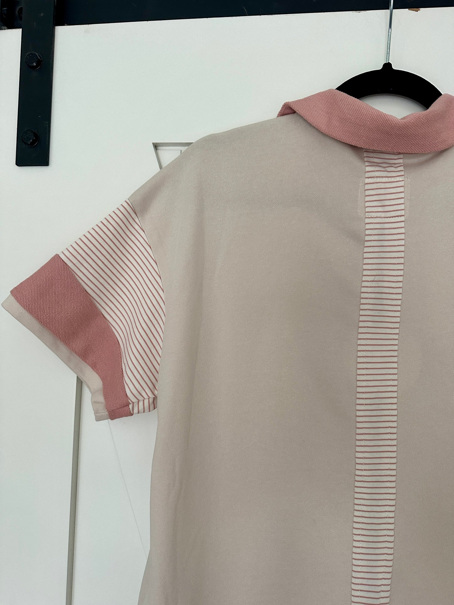 The Cora French Terry Midi Dress in Stone & Pink