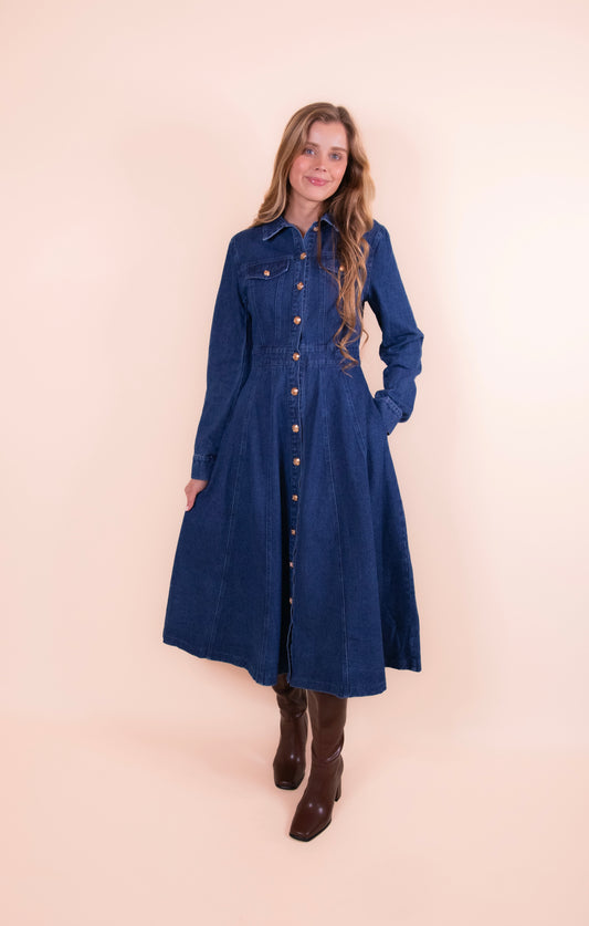 The Lauren Button Up Denim Dress