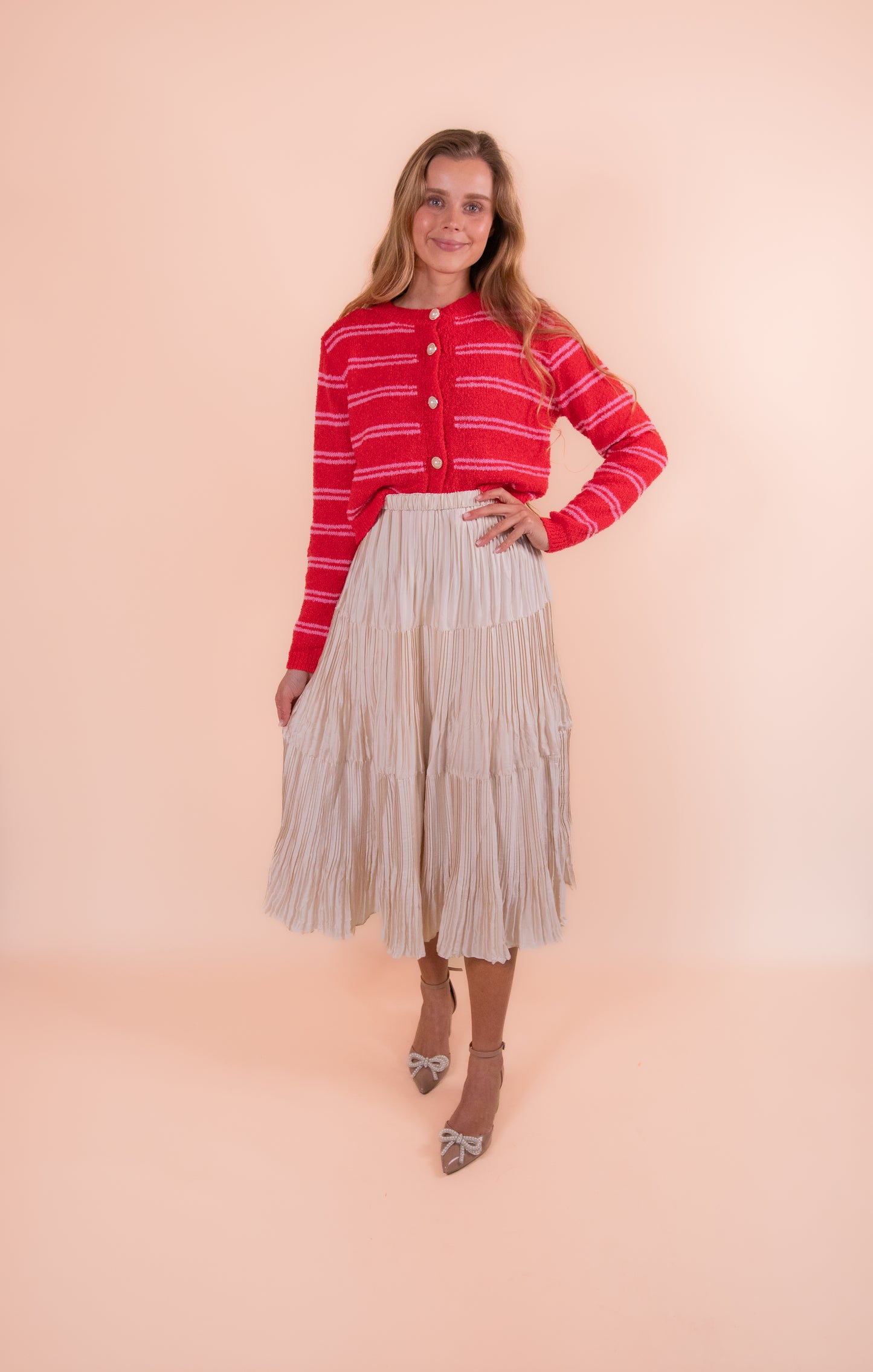 The Ellie Brushed Knit Striped Cardigan