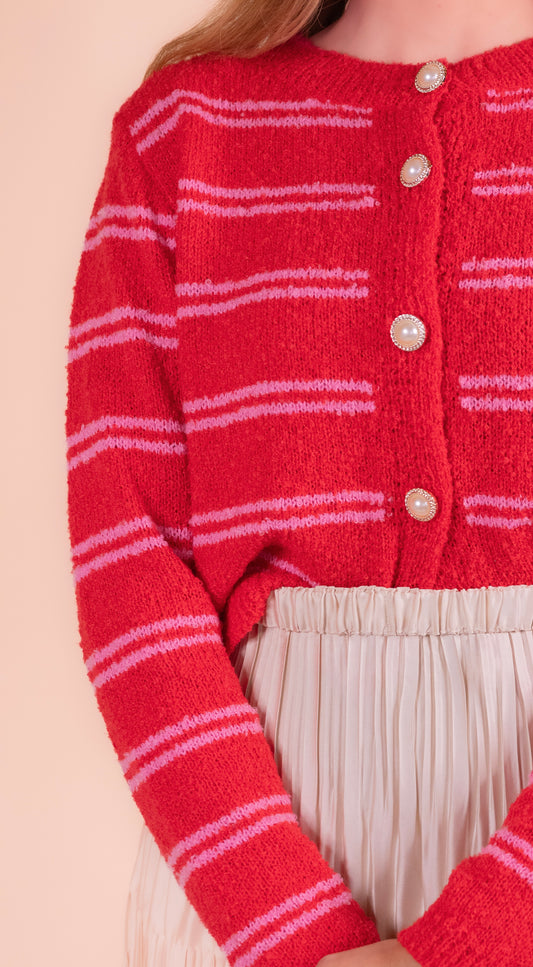 The Ellie Brushed Knit Striped Cardigan