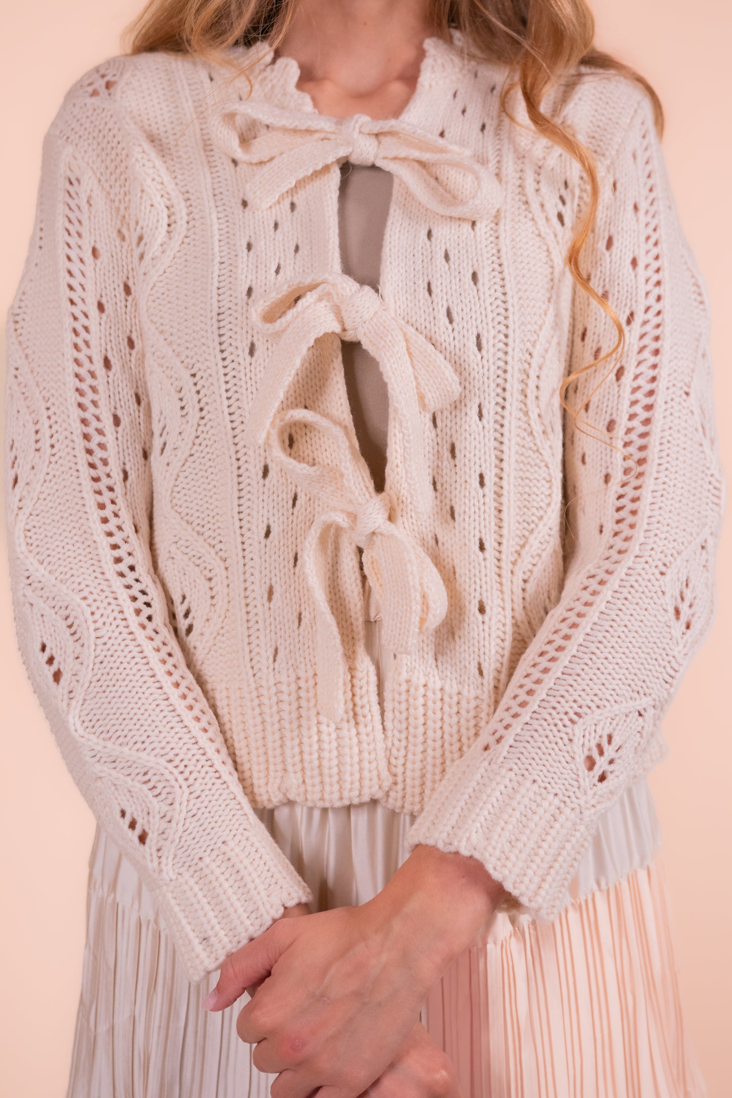 The Lauren Crochet Bow Cardigan