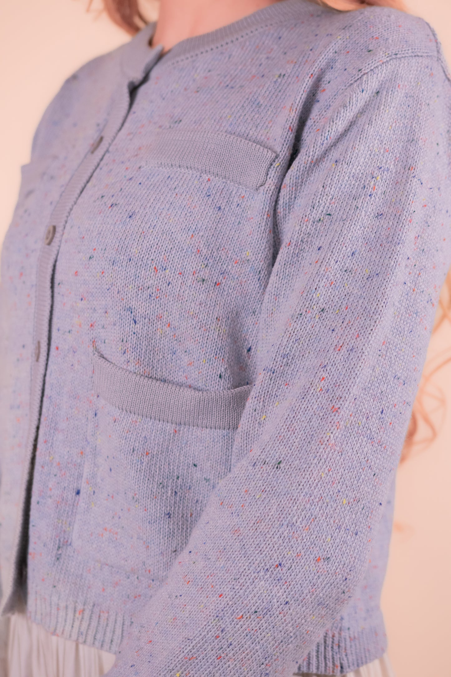 The Lucy Speckle Cardigan in Speckle Blue