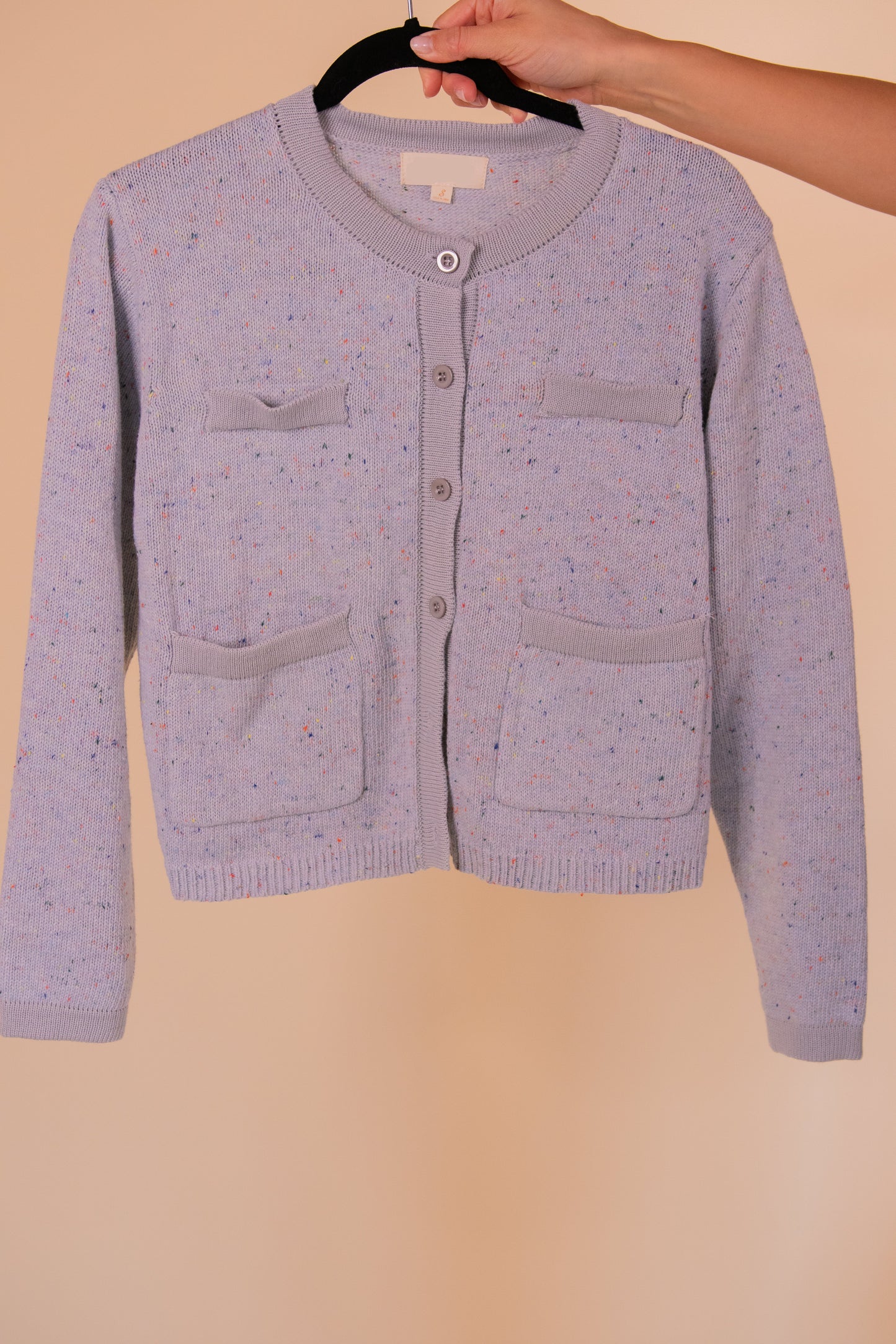 The Lucy Speckle Cardigan in Speckle Blue