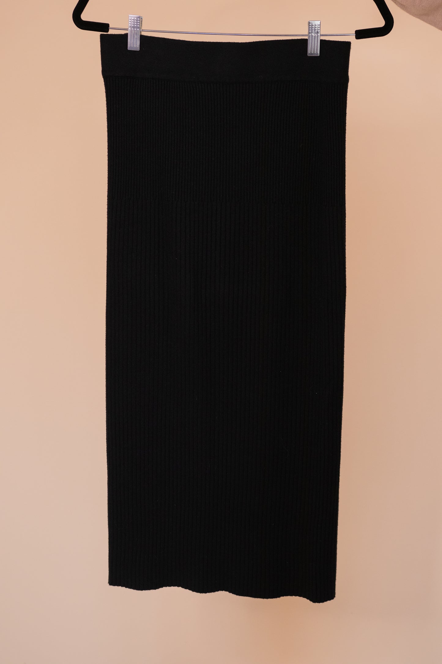 The Stevie Ribbed Sweater Skirt in Black