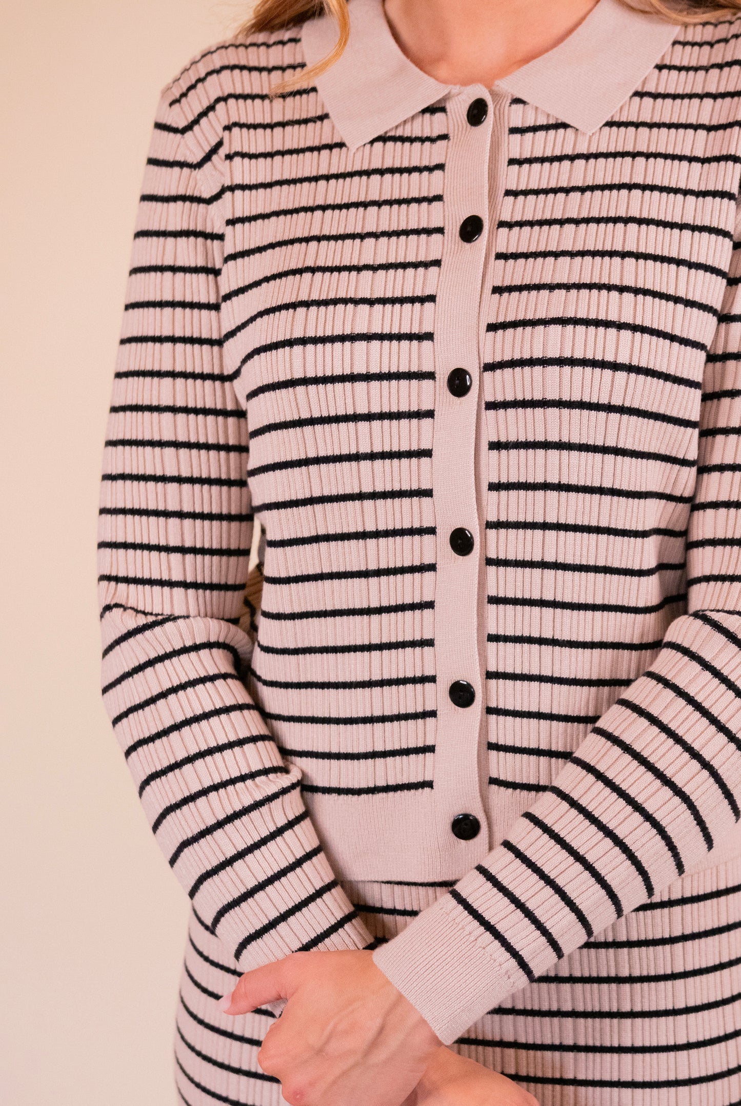 The Rowan Ribbed Knit Set in Oatmeal & Black Stripes