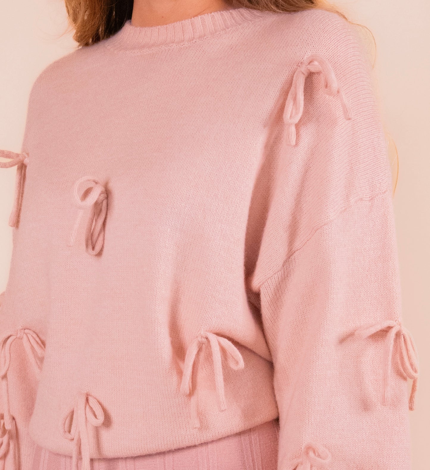 The Anna Bow Sweater in Blush