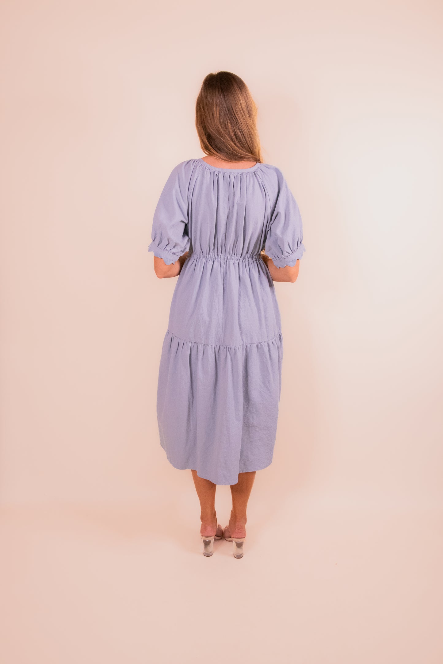 The Hattie Tiered Dress in Powder Blue