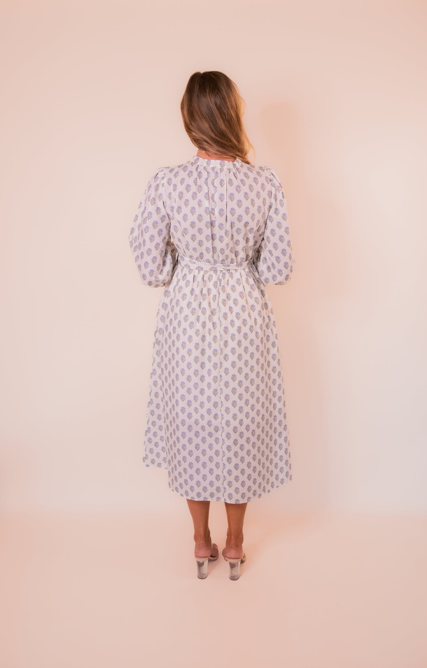 RESTOCKED - The Olivia Printed Shirt Dress in Cream