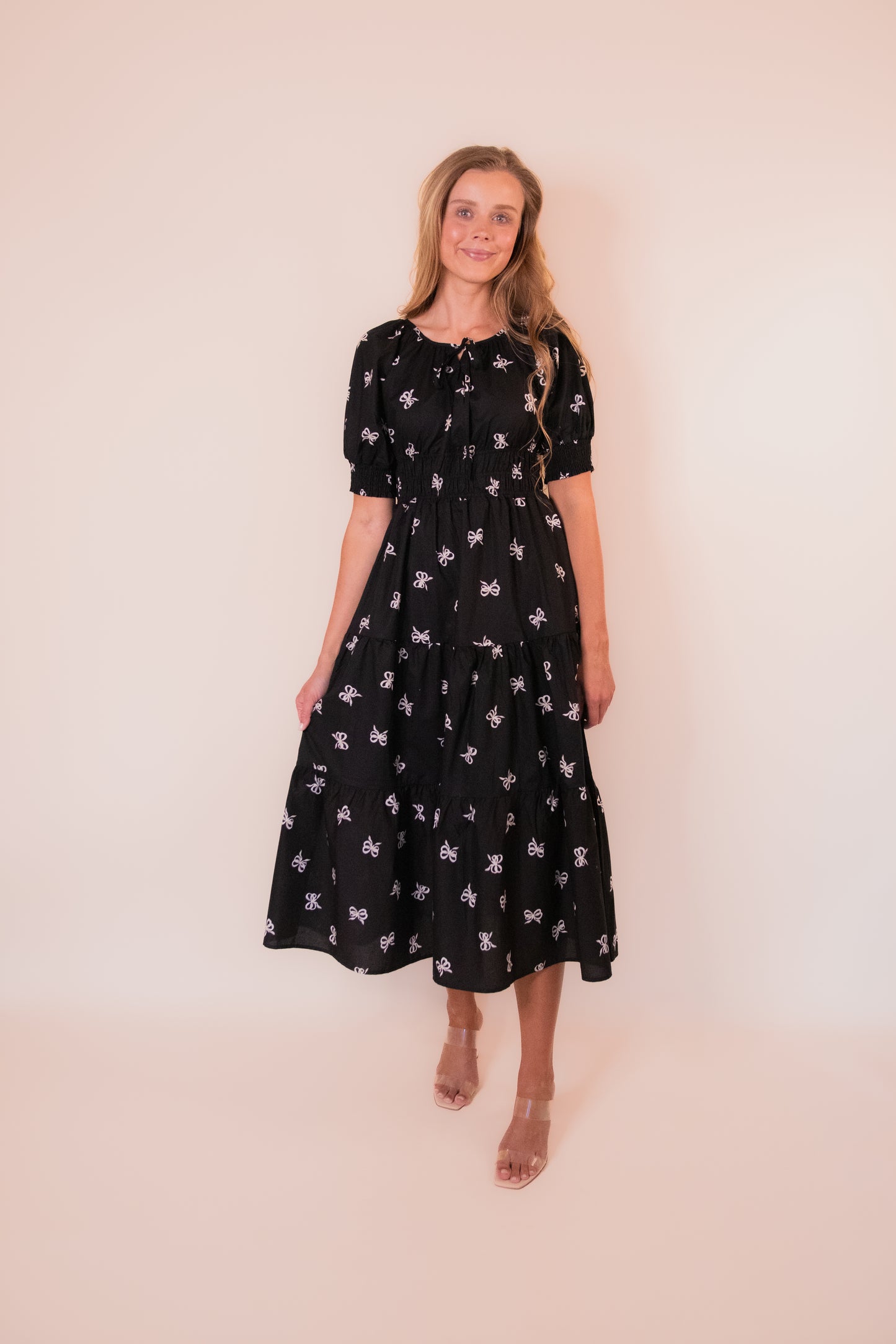 The Harper Bow Dress in Black