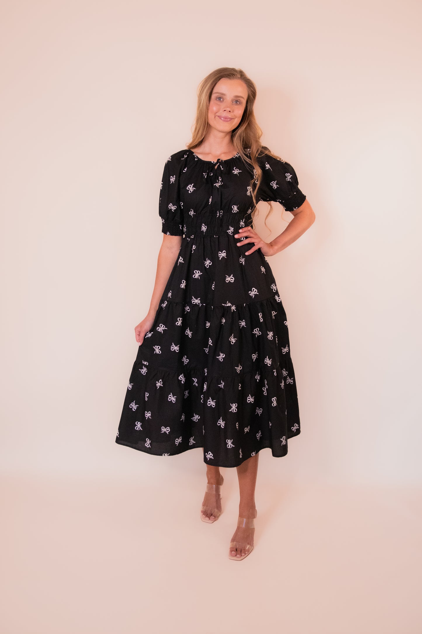 The Harper Bow Dress in Black