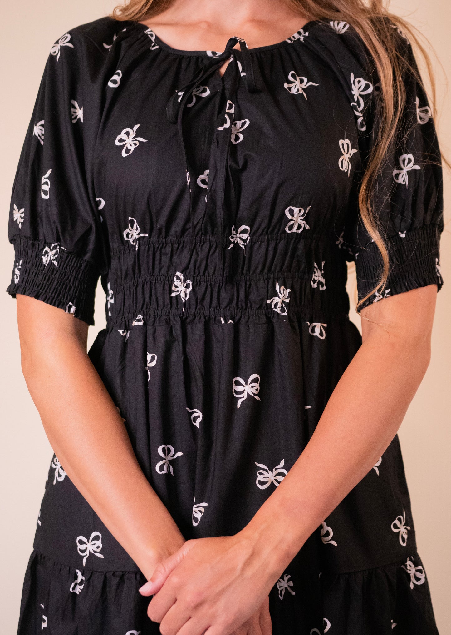 The Harper Bow Dress in Black