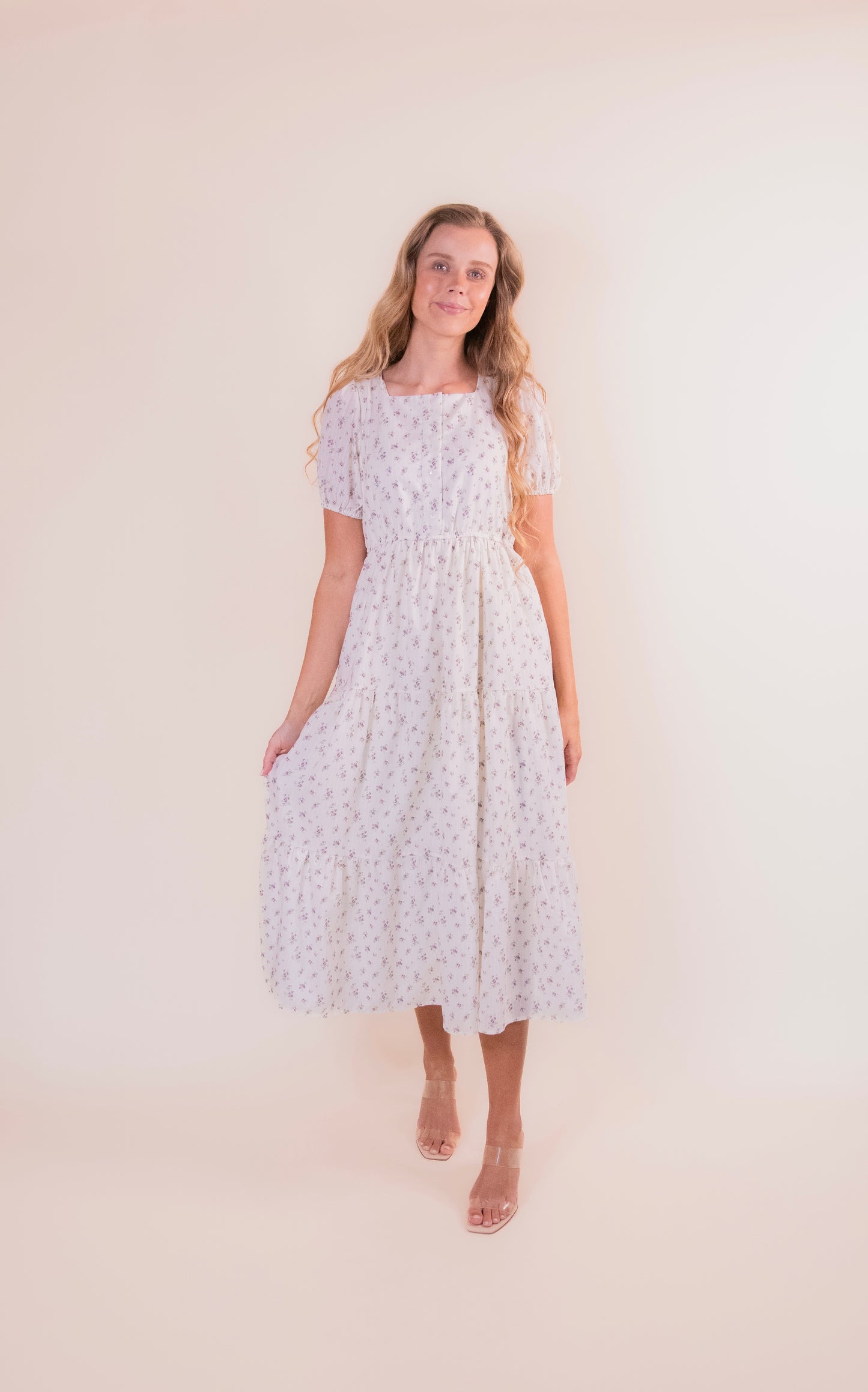 The Olivia Floral Midi in Cream