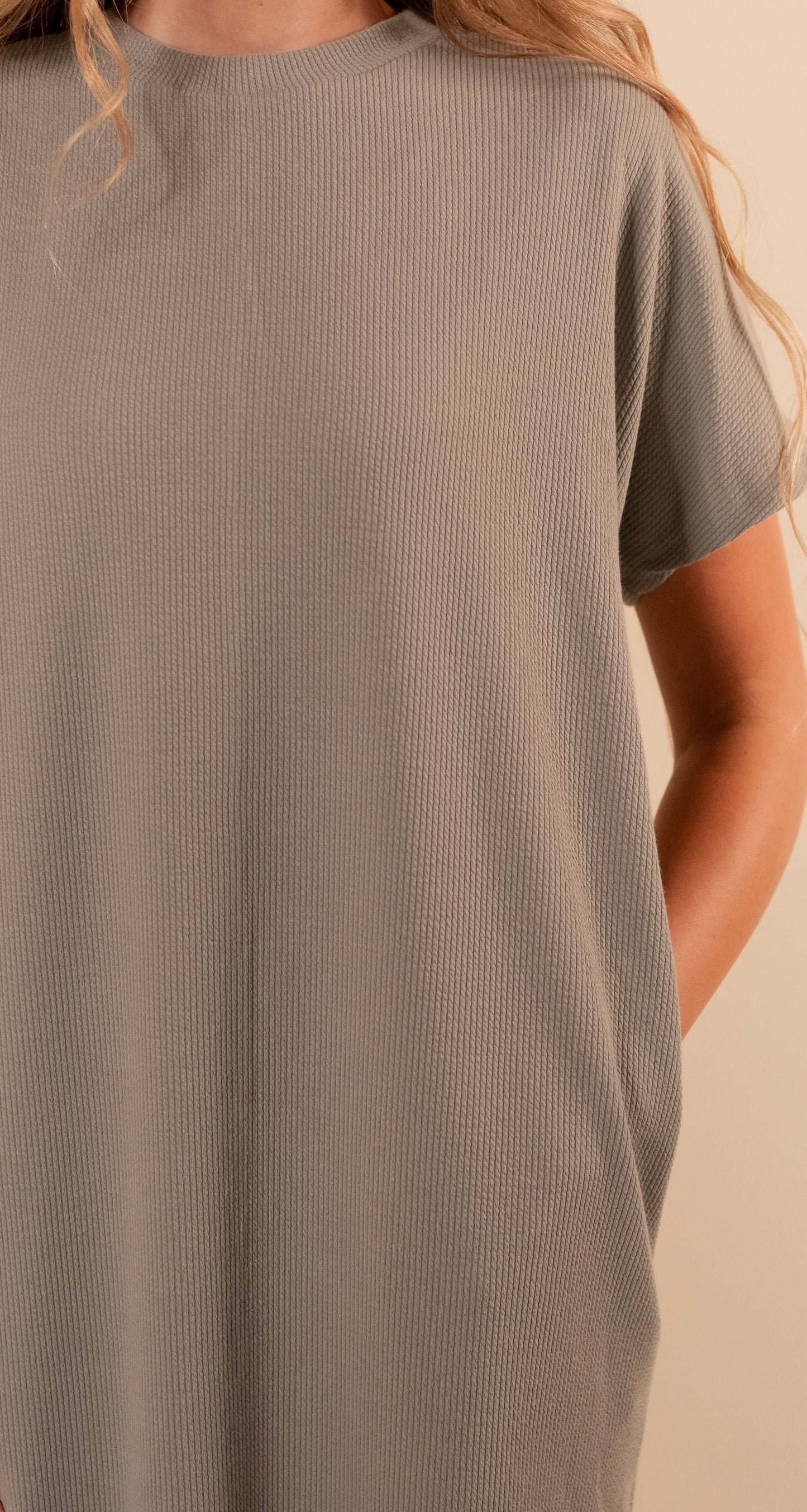 RESTOCKED - The Wren Ribbed Knit T-Shirt Dress in Olive