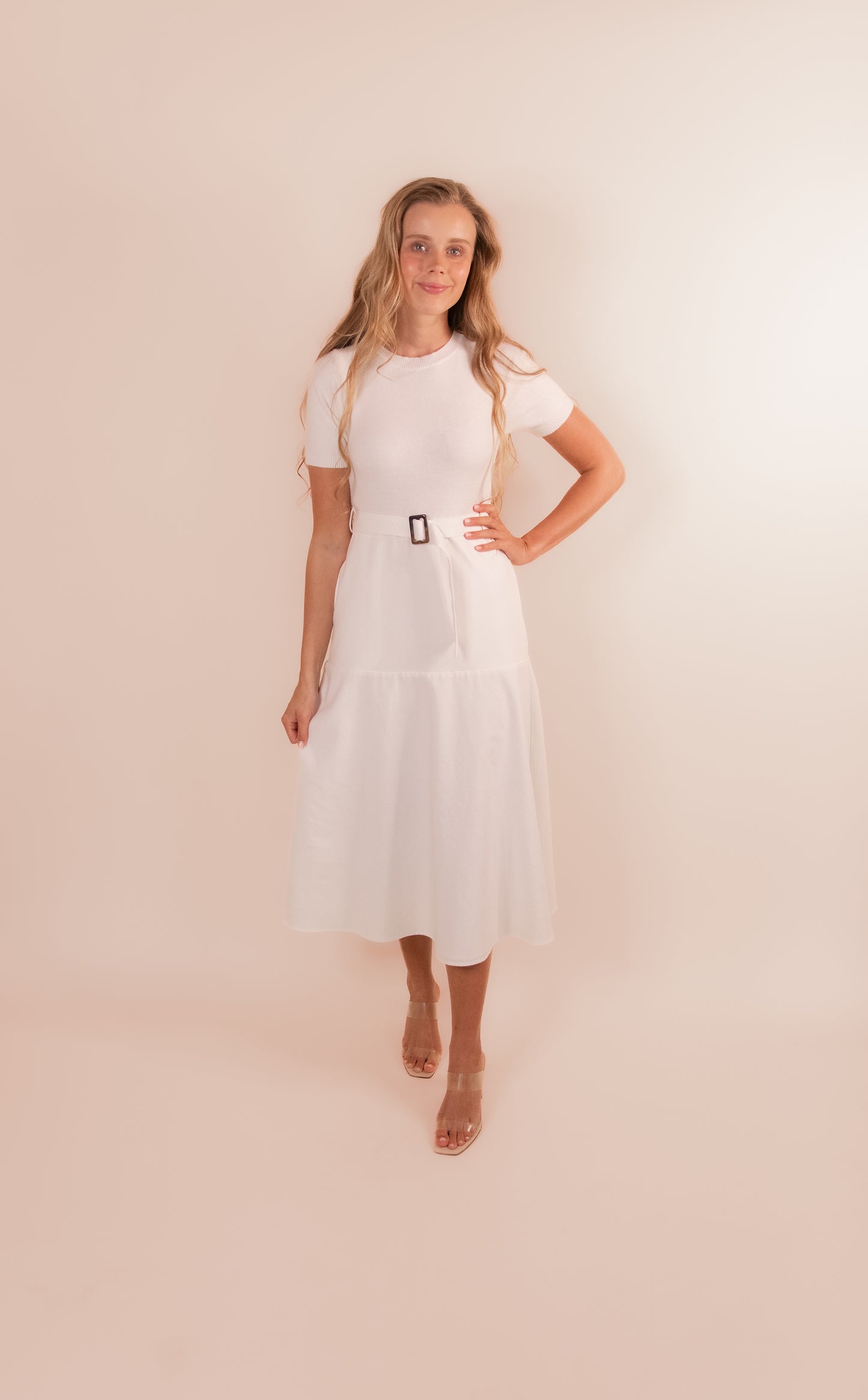 The Alice Mixed Dress in White