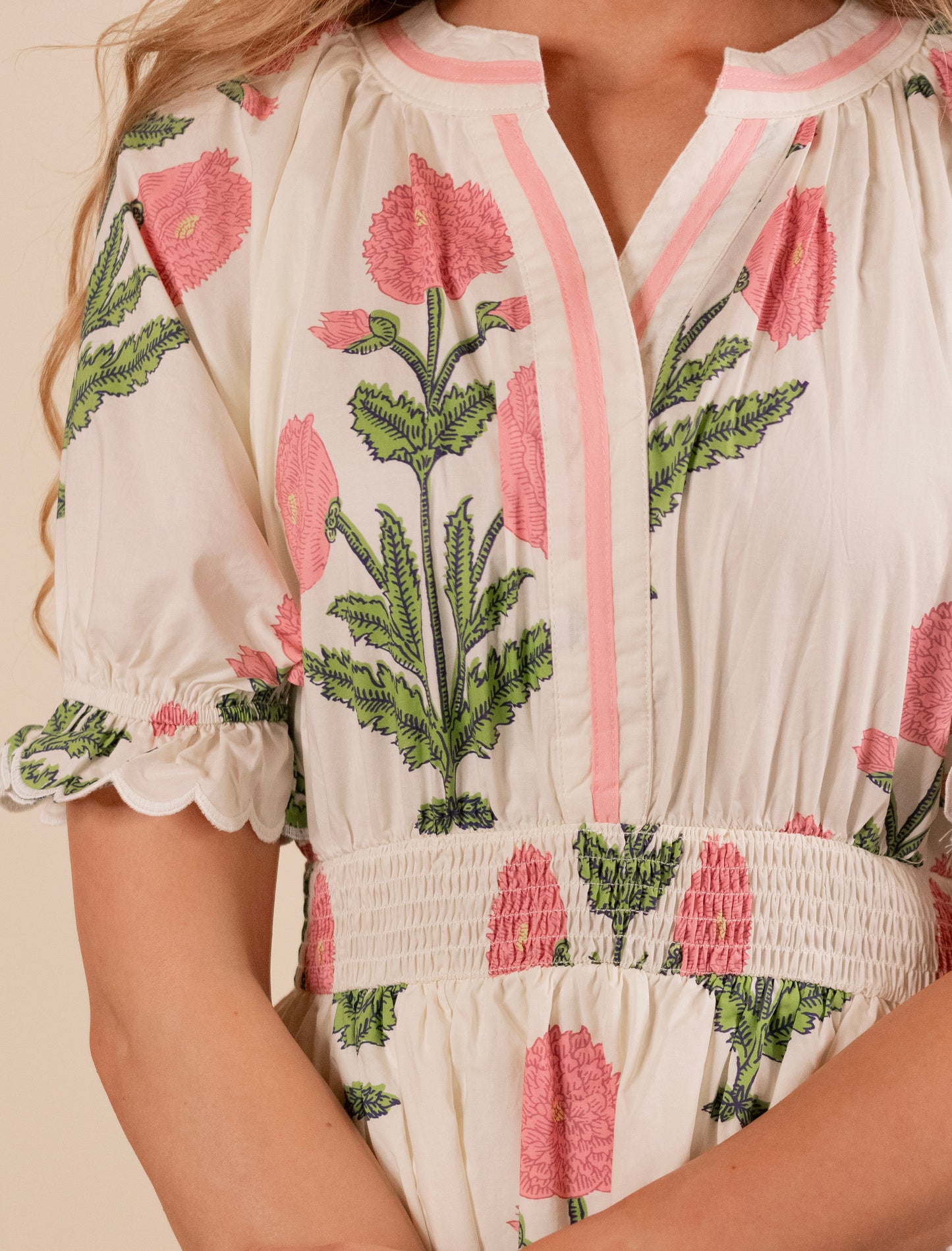 The Lucy Floral Dress in Buttercream