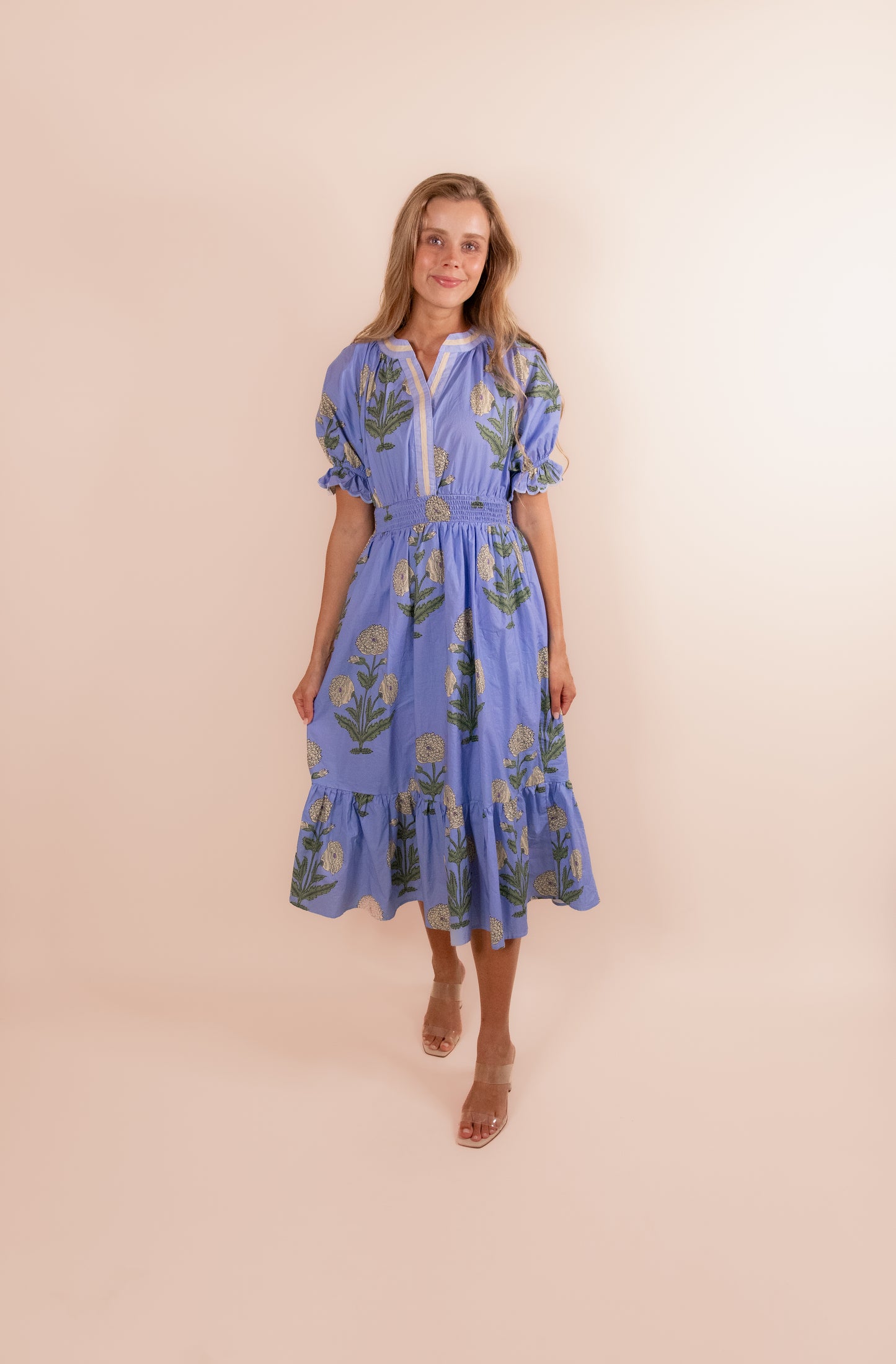 The Lucy Floral Dress in Periwinkle