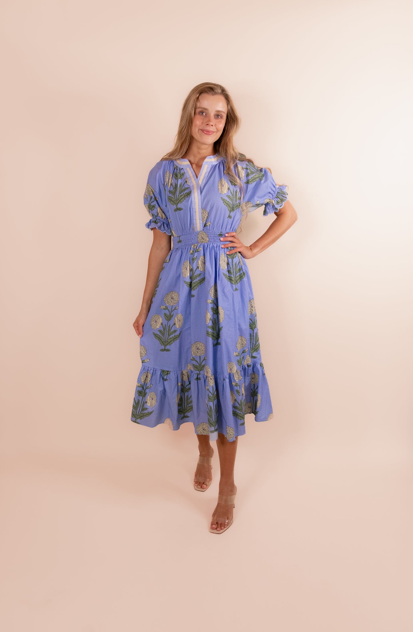 The Lucy Floral Dress in Periwinkle