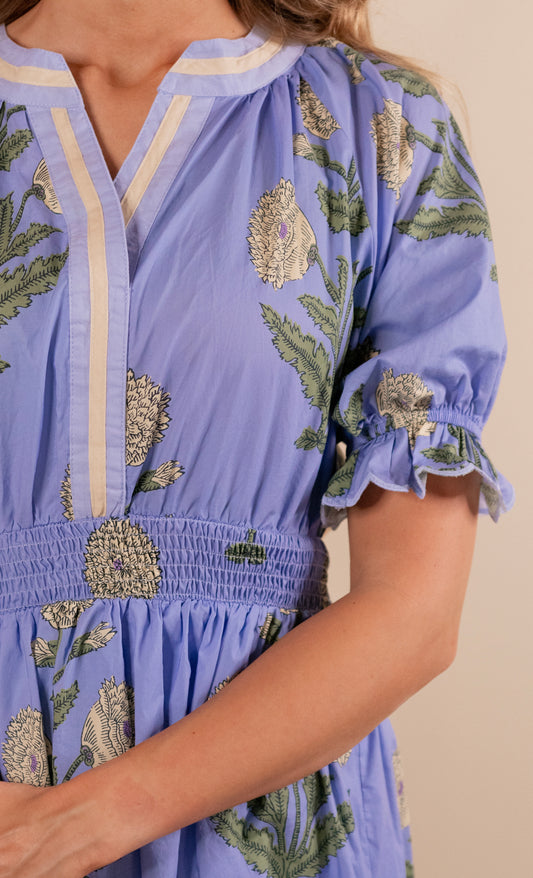 The Lucy Floral Dress in Periwinkle