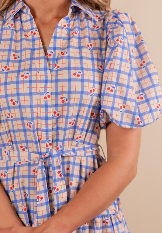 The Scottie Collar Dress in Cherries