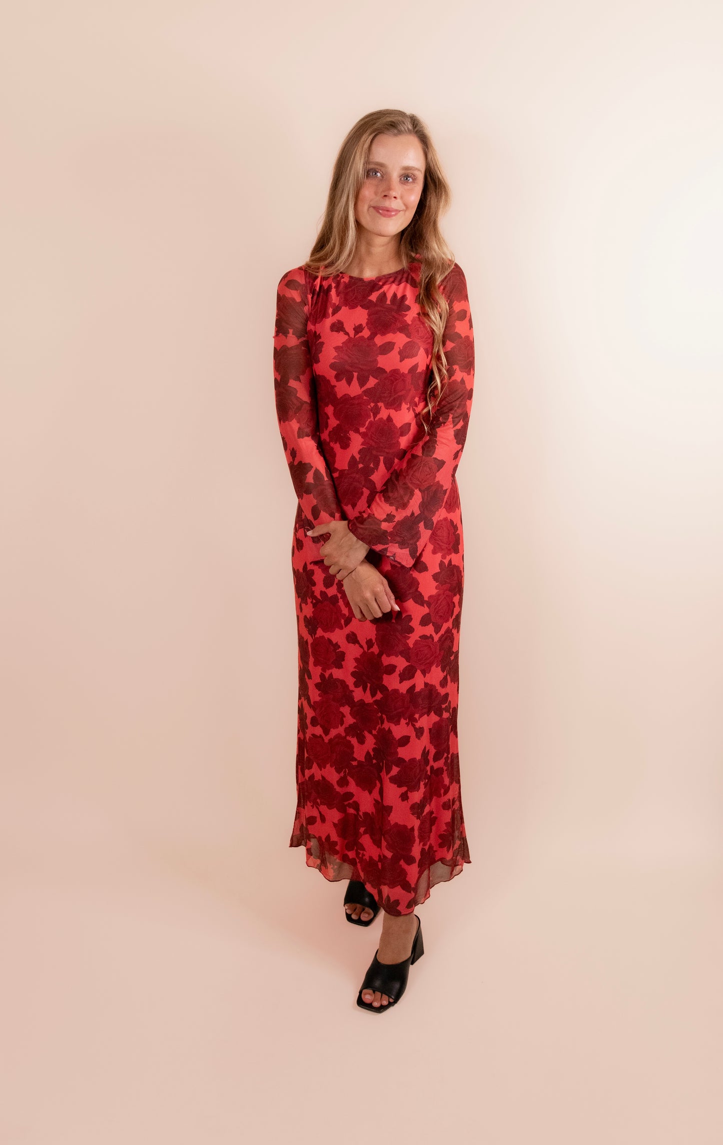 The Lola Mesh Maxi in Rose Floral