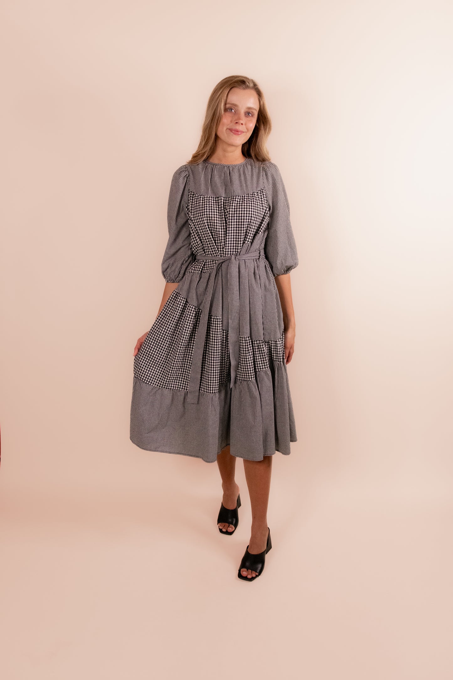 The Bella Gingham Tiered Dress