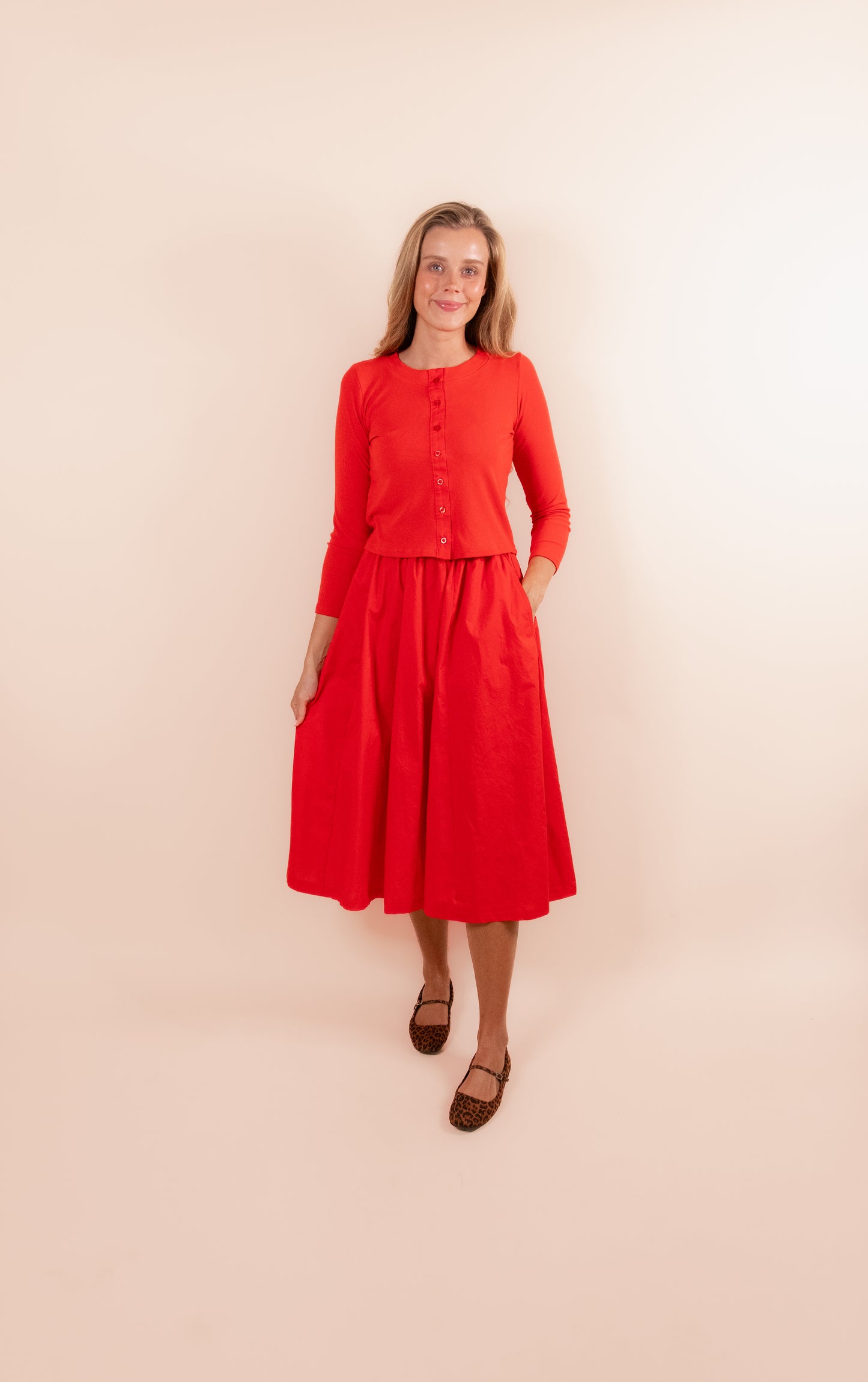 The Lola Cardigan Set in Cherry Glaze