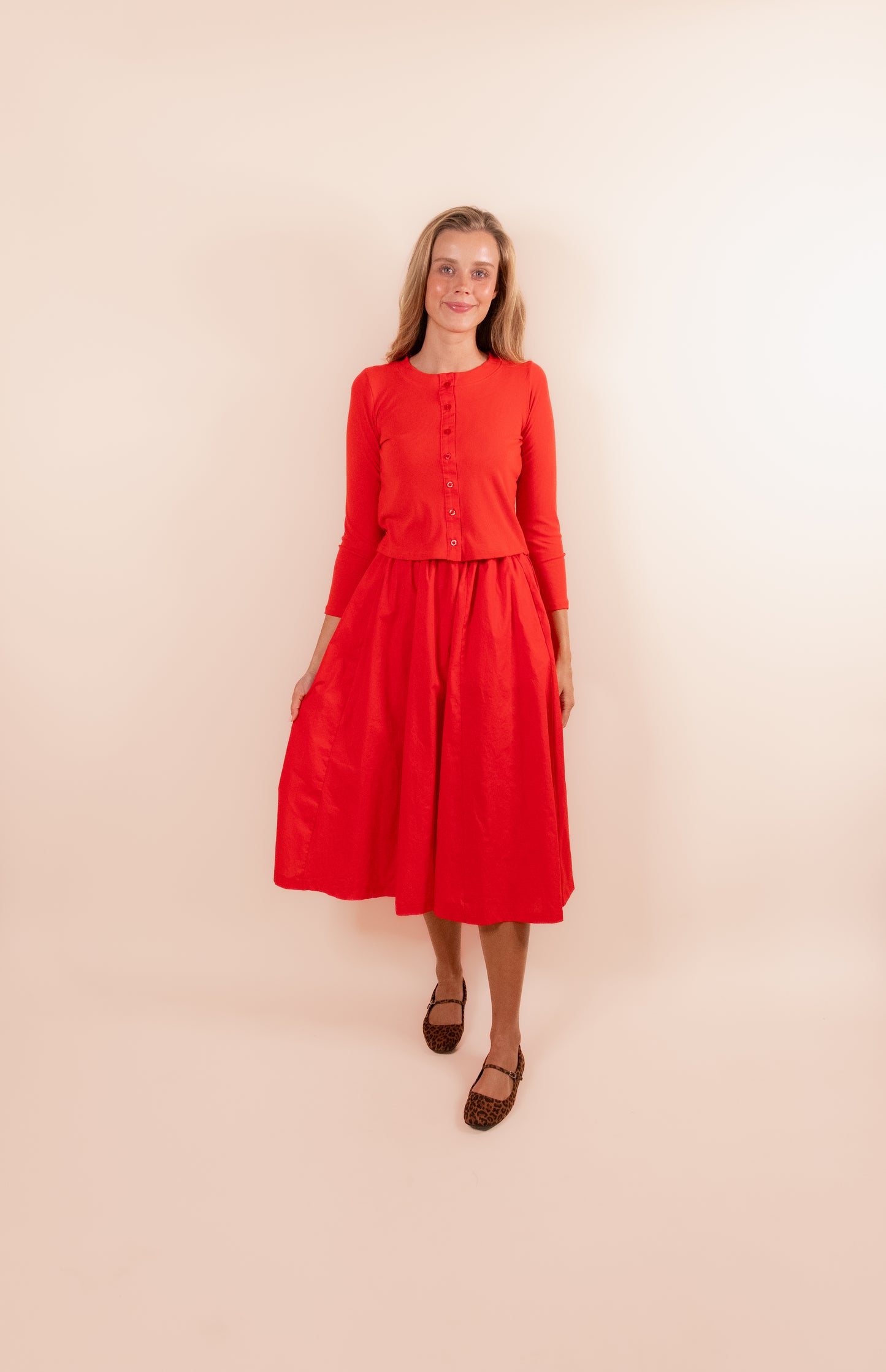 The Lola Cardigan Set in Cherry Glaze