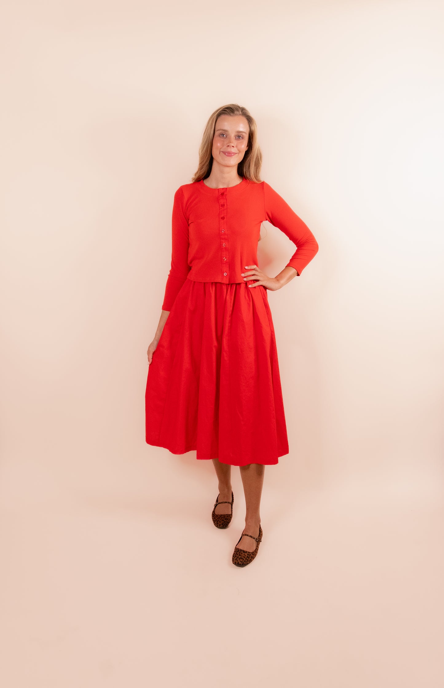The Lola Cardigan Set in Cherry Glaze
