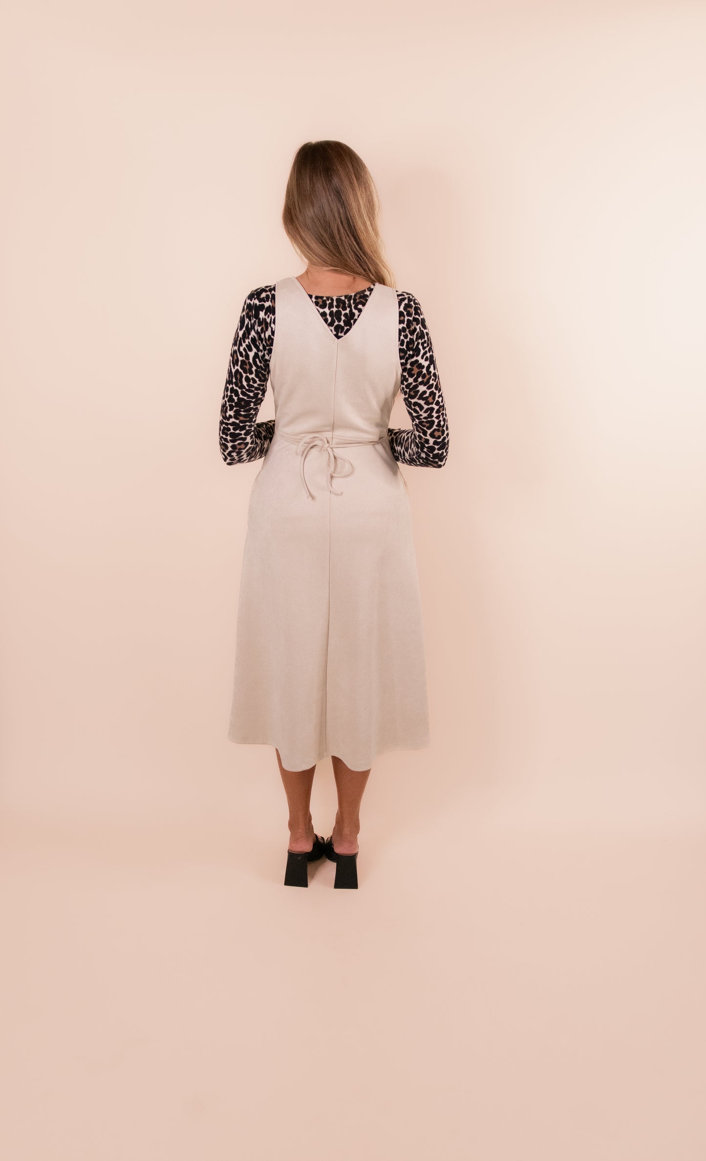The Blake Suede Tank Dress in Cream