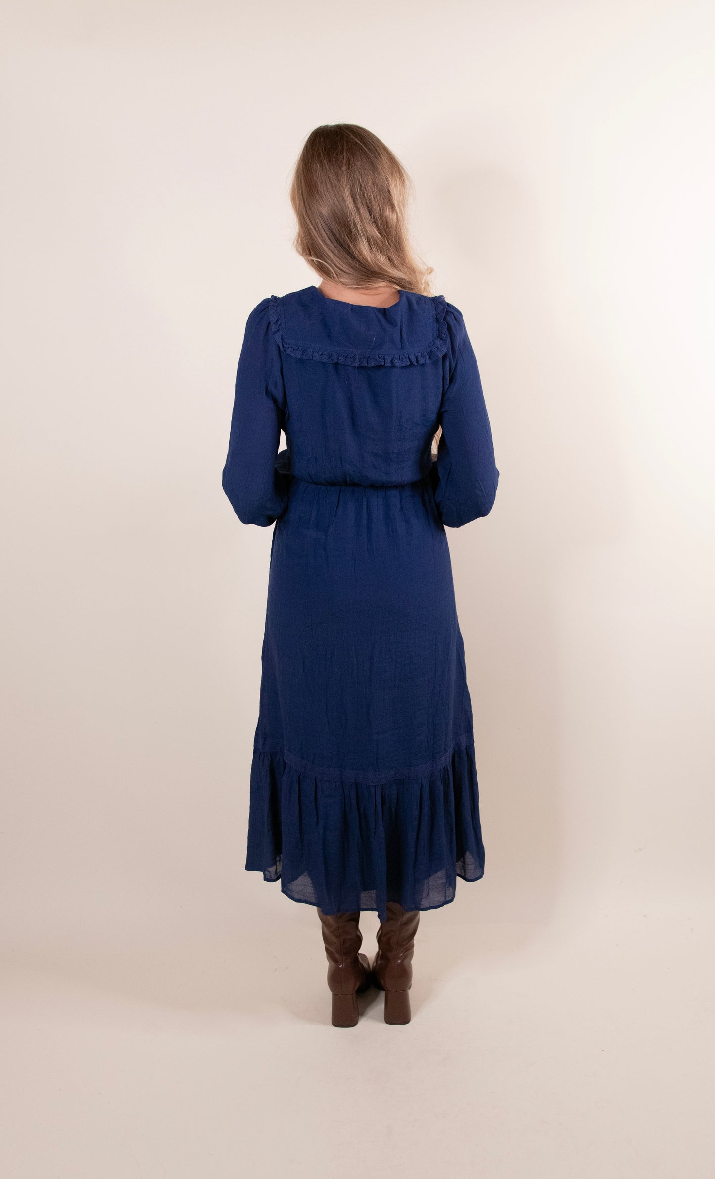 The Rue Collar Dress in Deep Navy