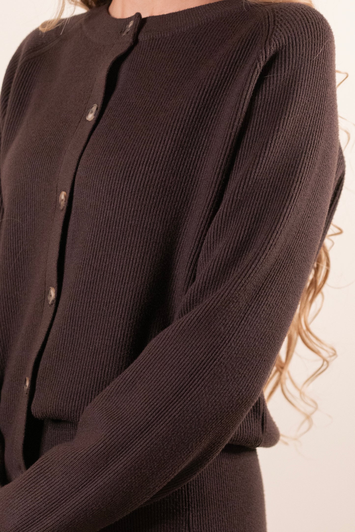 The Willow Ribbed Knit Sweater Set in Dark Cocoa