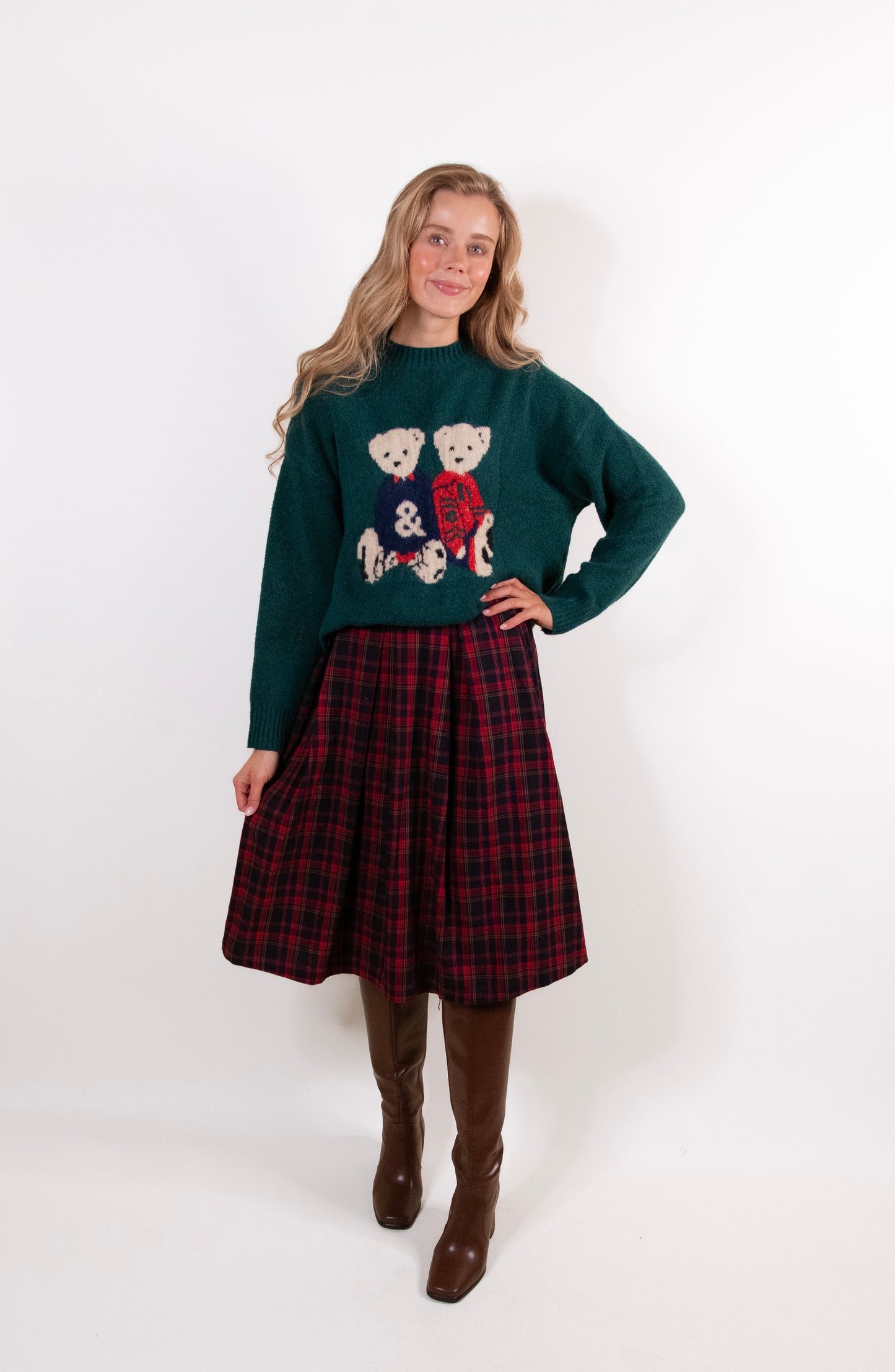 The Perfect Bear Knit Sweater in Hunter Green