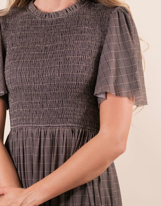 The Ivy Plaid Mesh Smocked Dress