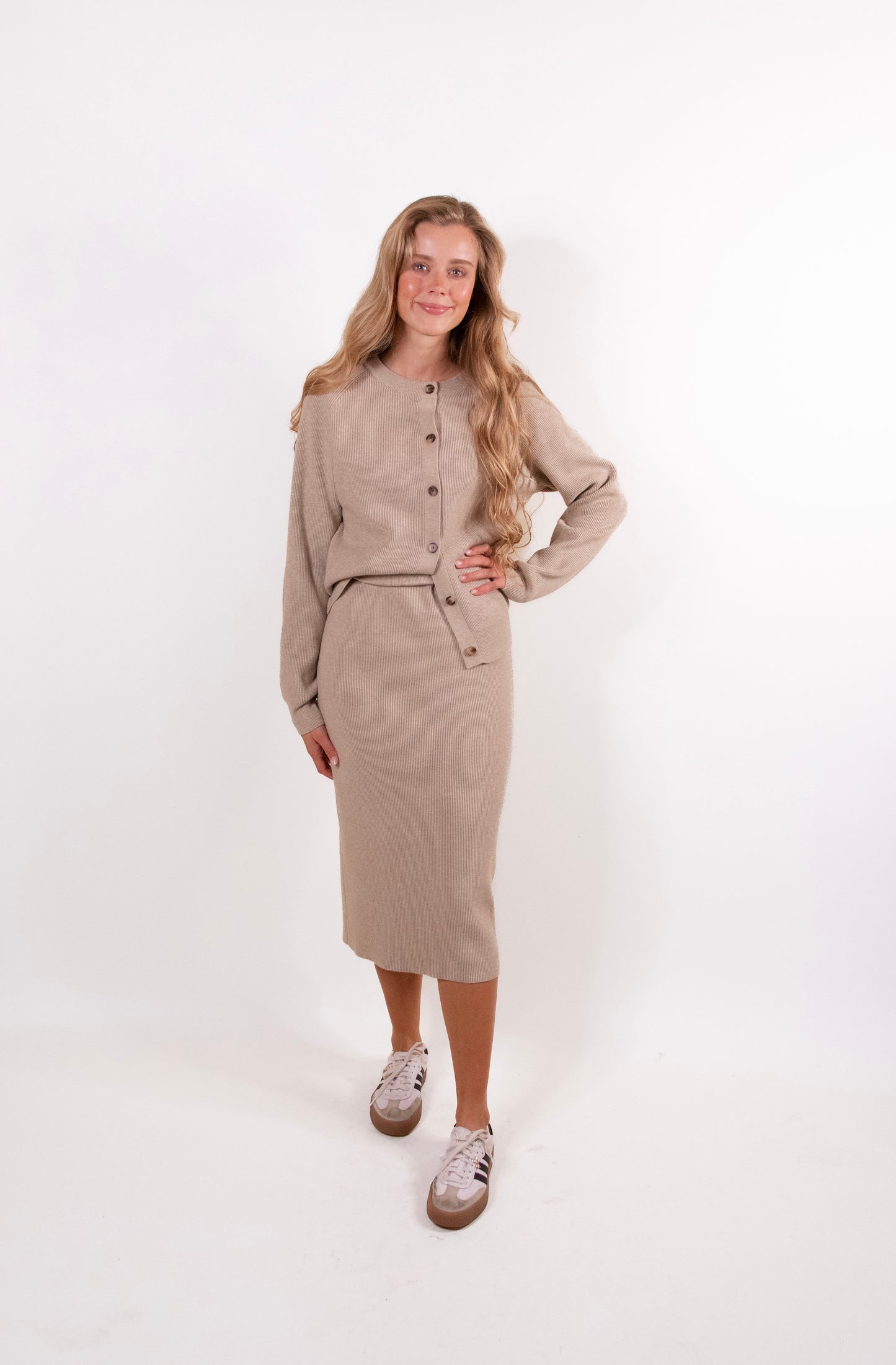 The Willow Ribbed Knit Sweater Set in Oatmeal