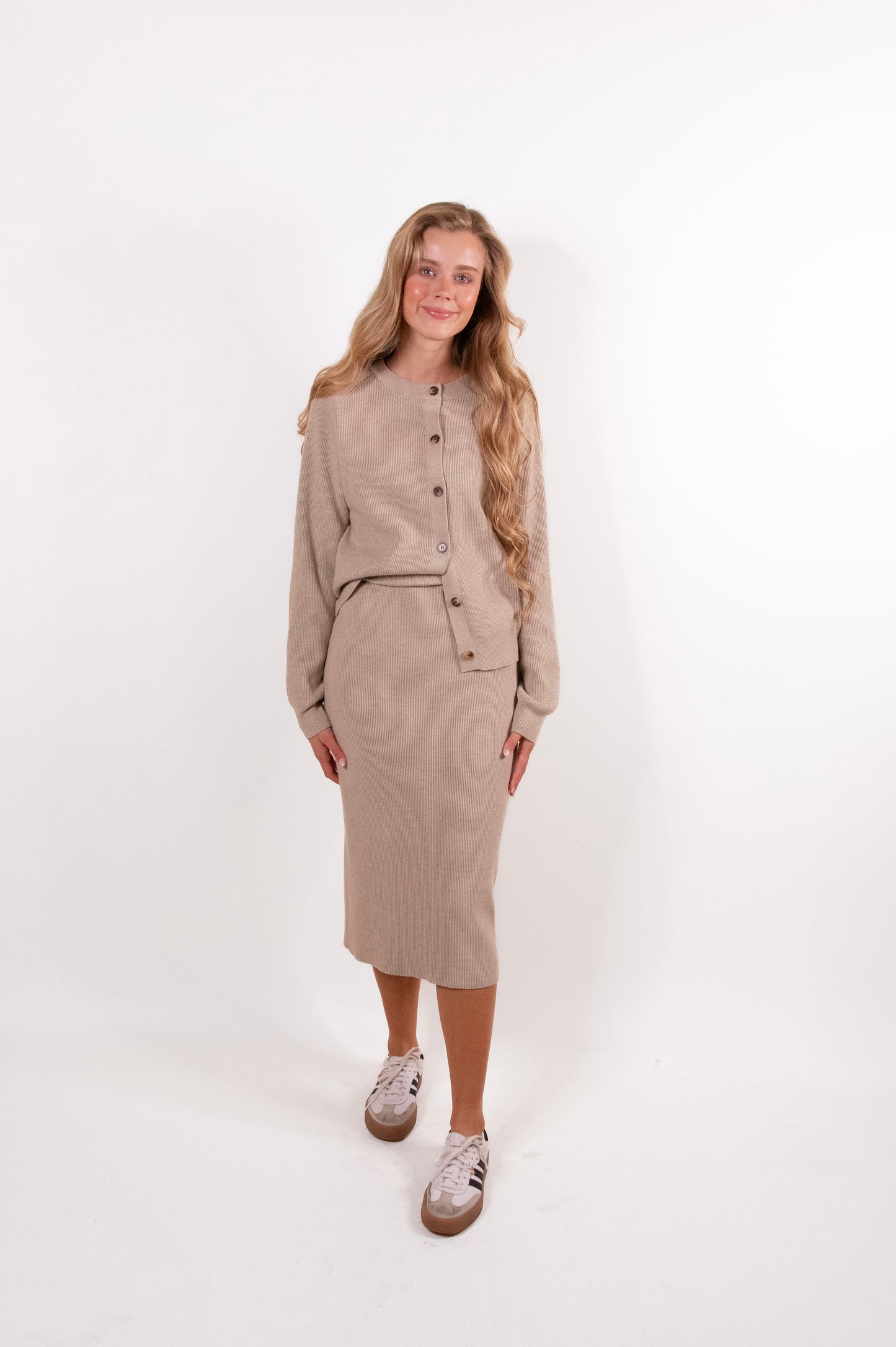 The Willow Ribbed Knit Sweater Set in Oatmeal