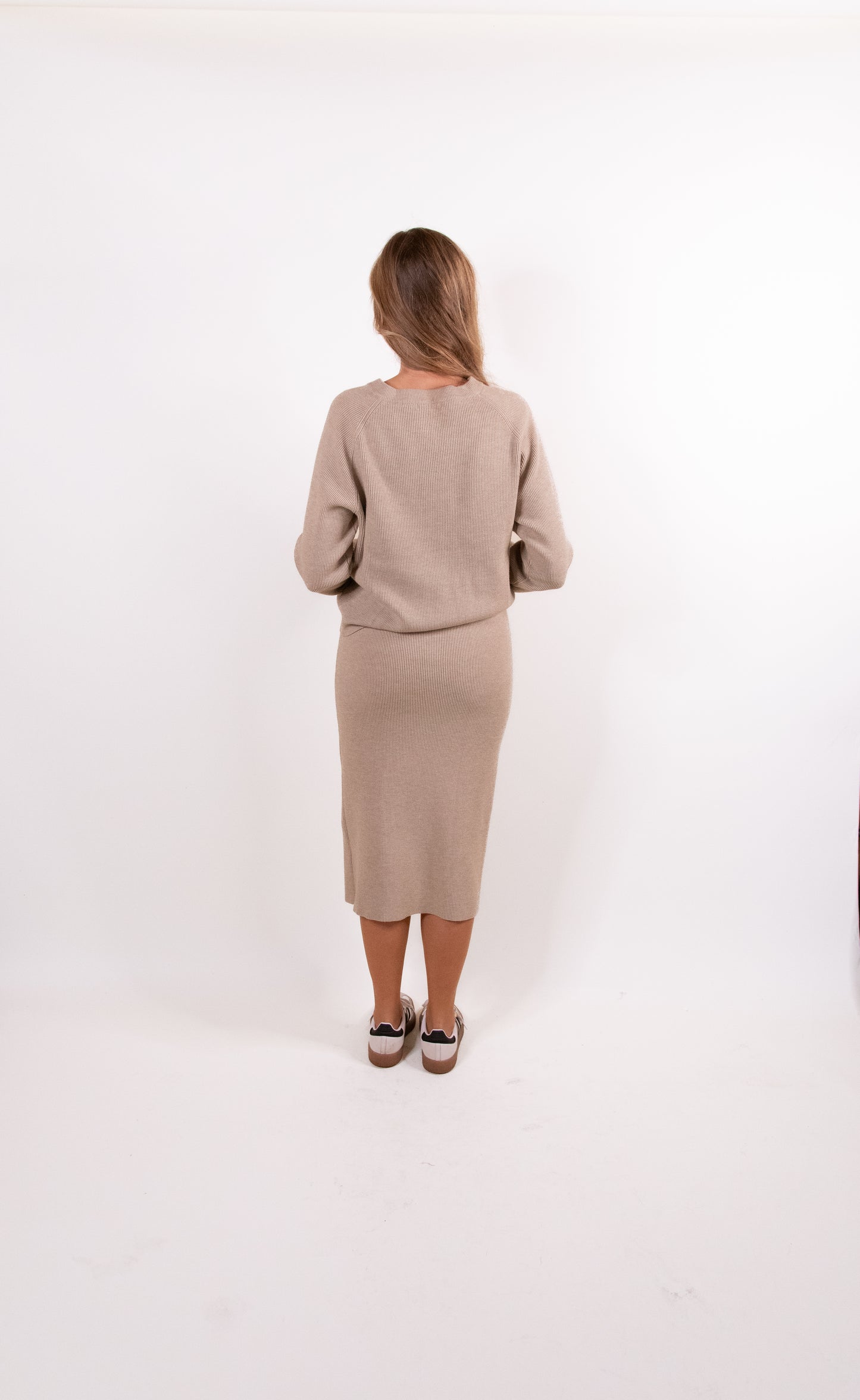 The Willow Ribbed Knit Sweater Set in Oatmeal