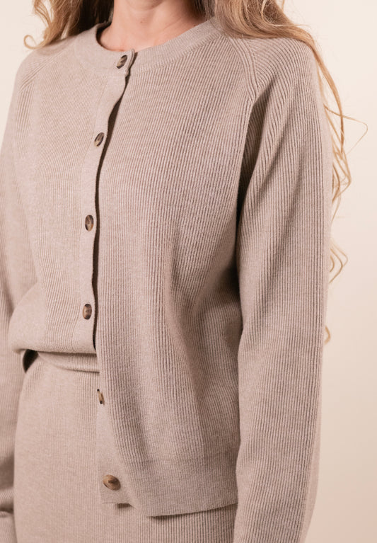 The Willow Ribbed Knit Sweater Set in Oatmeal