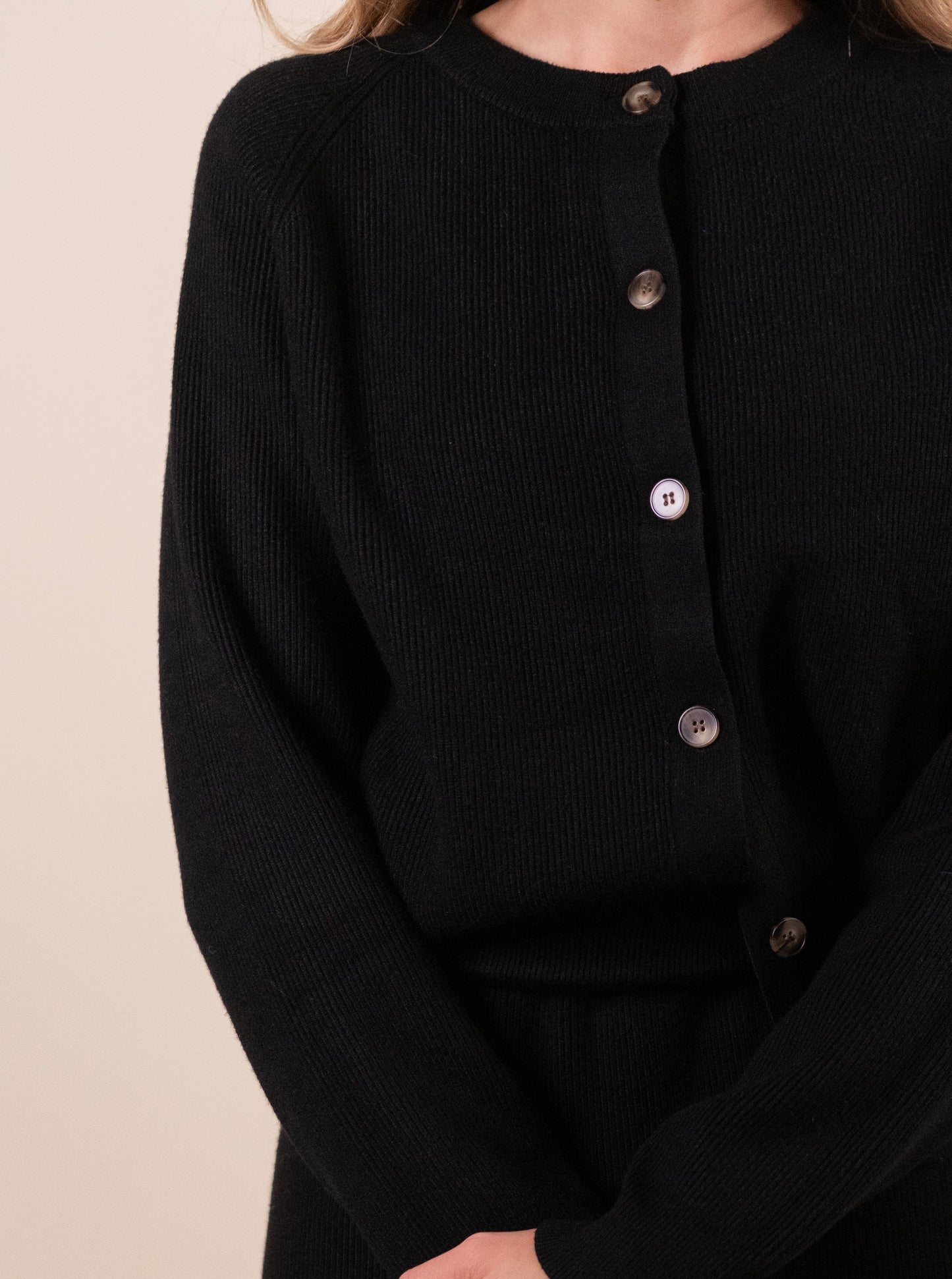 The Willow Ribbed Knit Sweater Set in Black