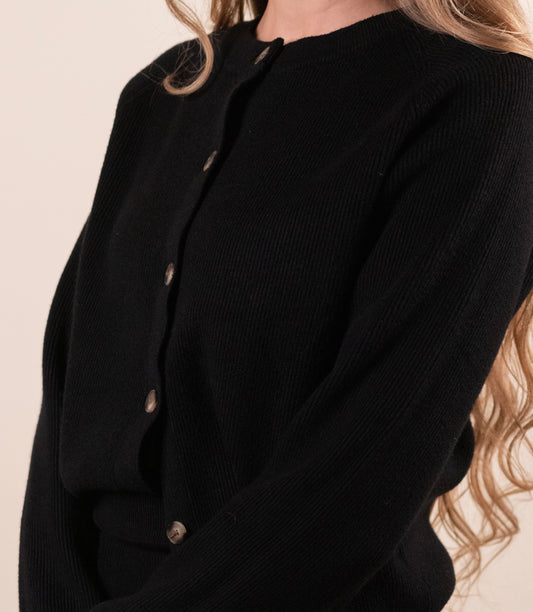 The Willow Ribbed Knit Sweater Set in Black