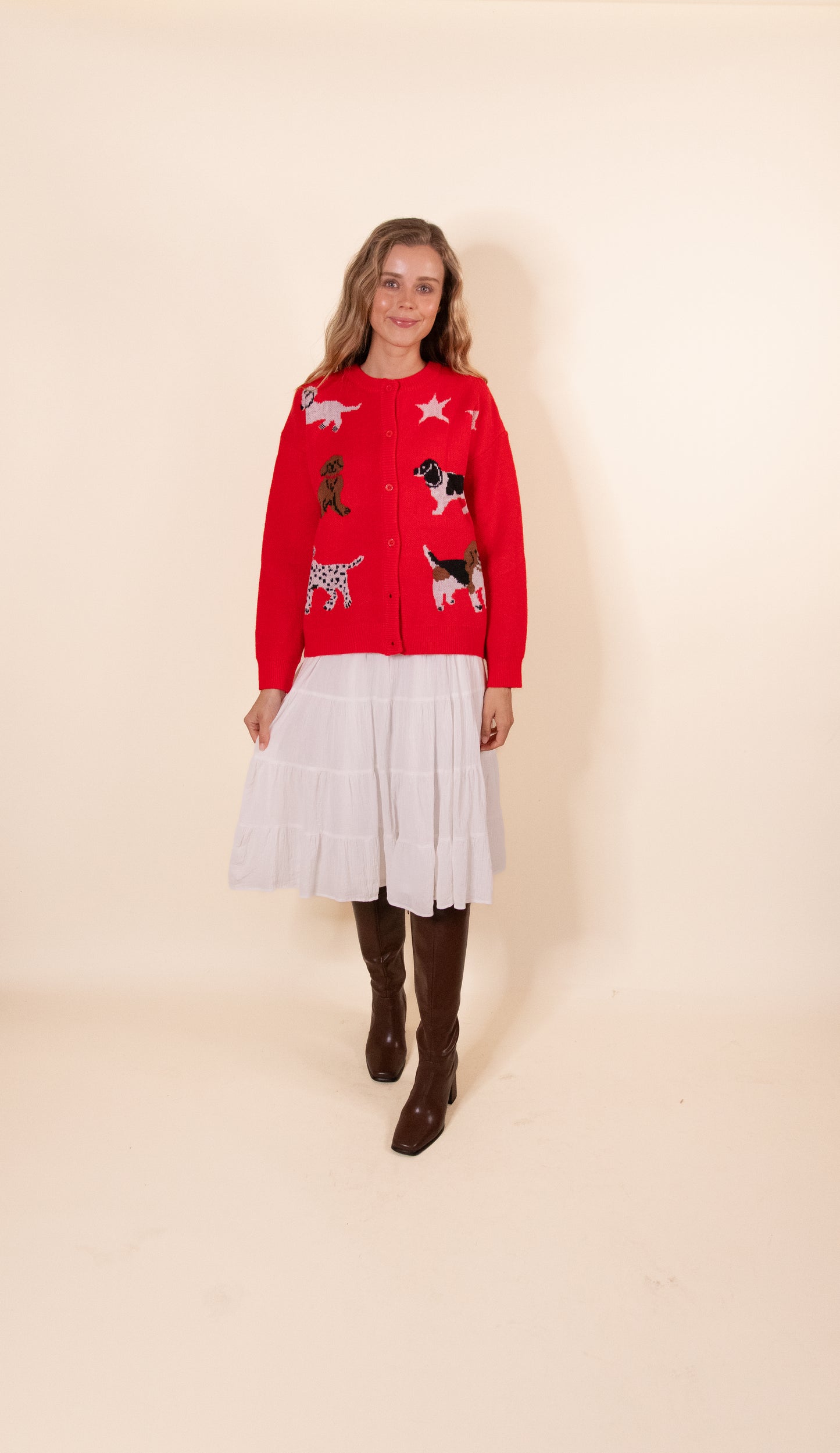 The Good Dog Oversized Cardigan in Red