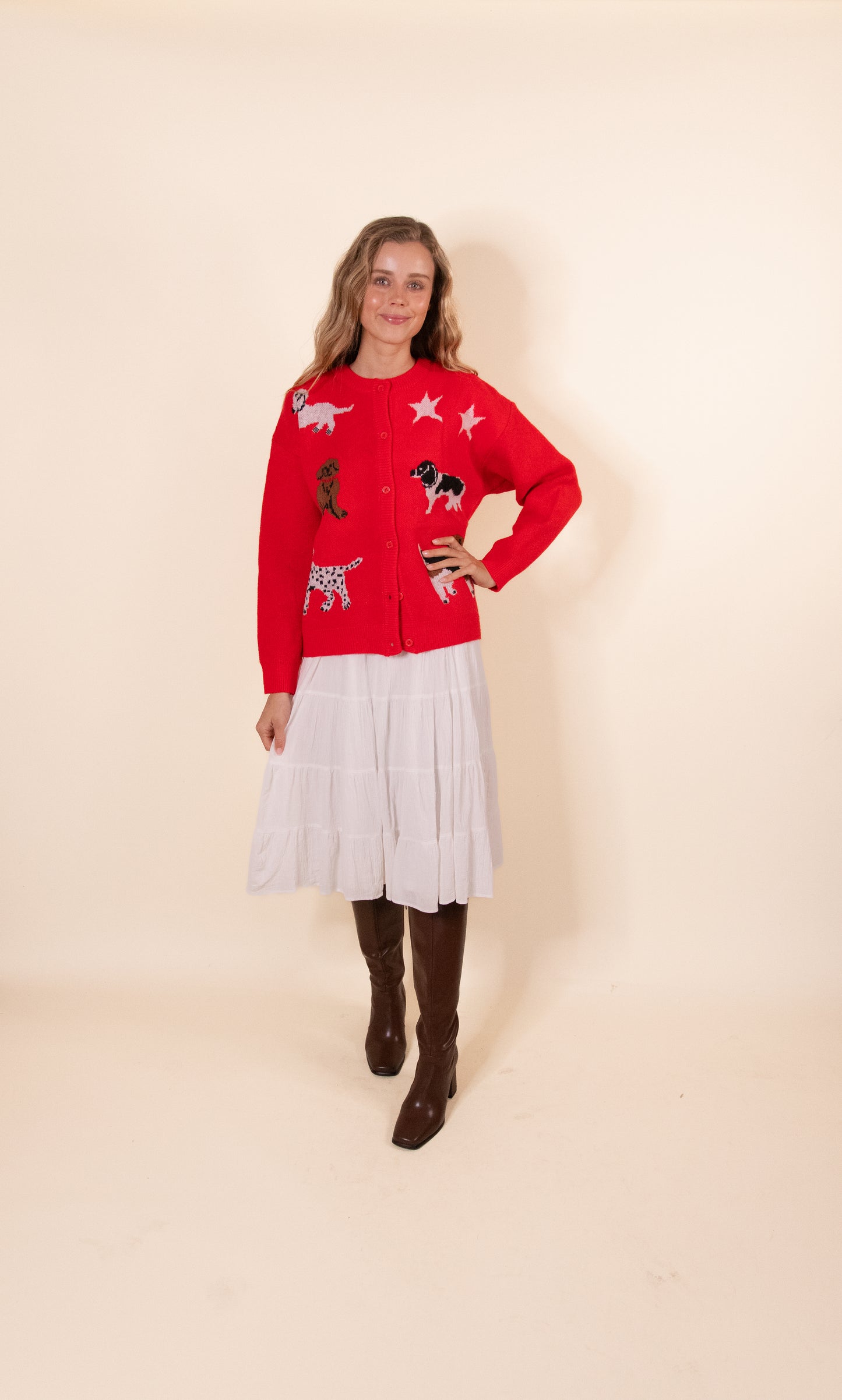 The Good Dog Oversized Cardigan in Red