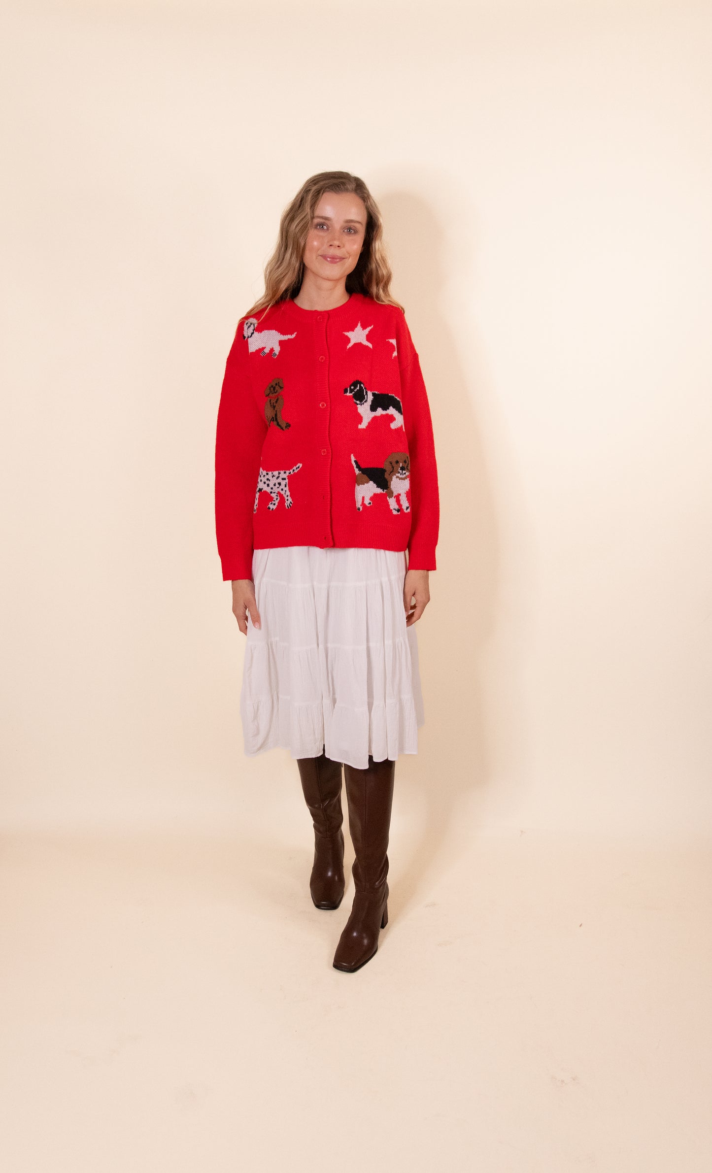 The Good Dog Oversized Cardigan in Red