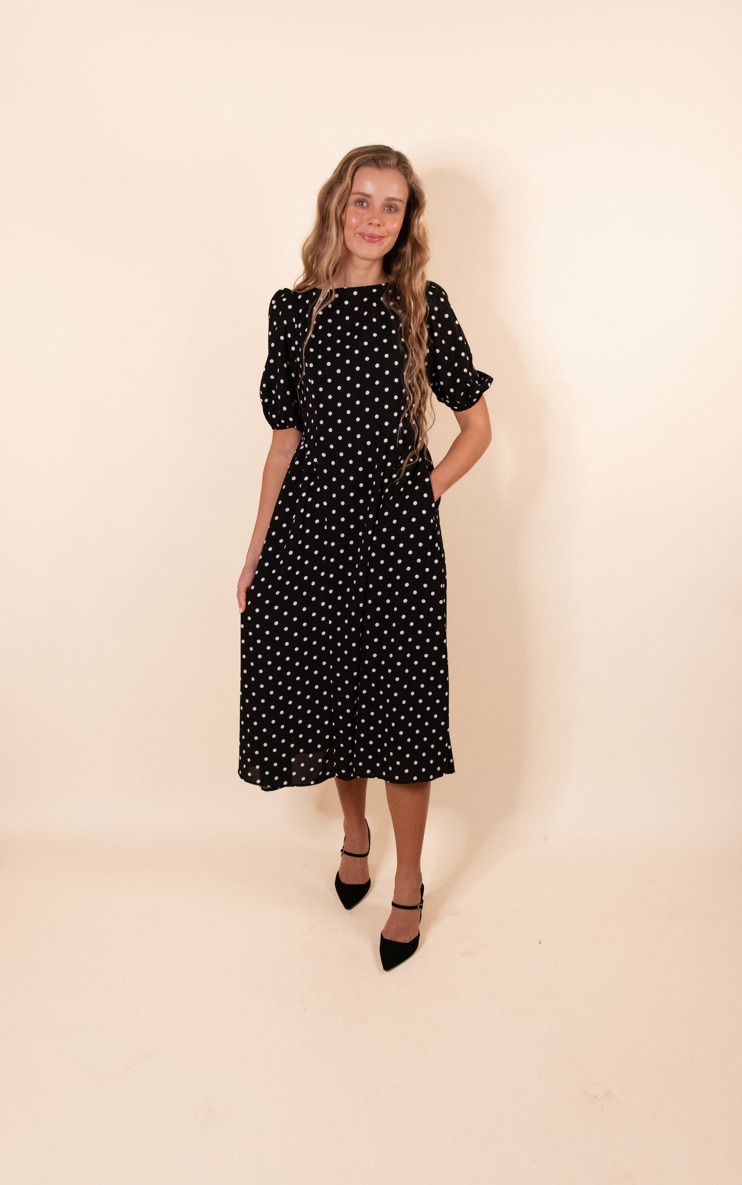 The Leah Polka Dot Dress in Black & White